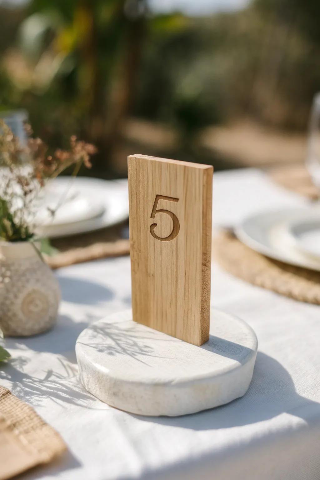 Embrace simplicity with this minimalist table number, perfect for any elegant occasion.