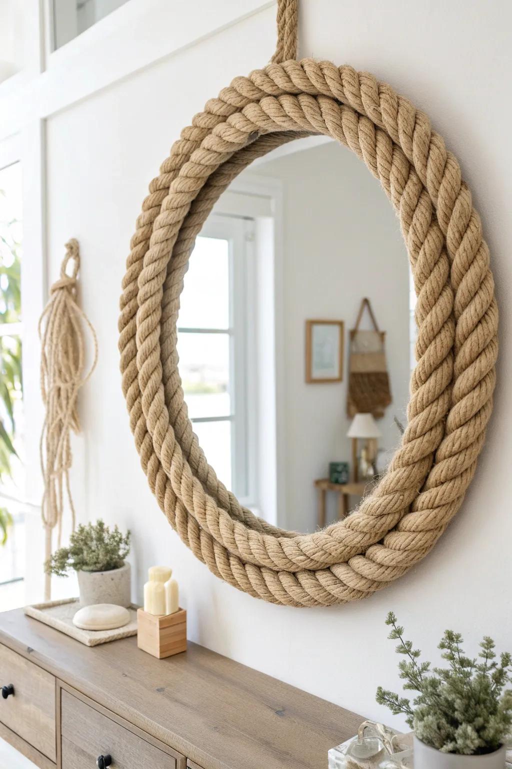 Transform your space with a DIY Rope Mirror: Nautical charm meets minimalist elegance.