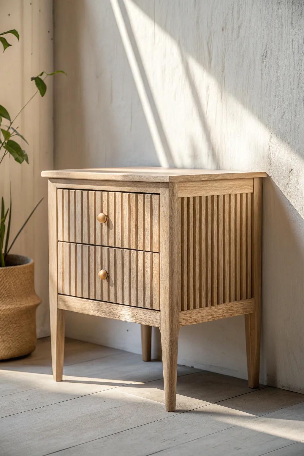 Fluted vertical grooves add instant designer texture—perfect for a simple, modern drawer.