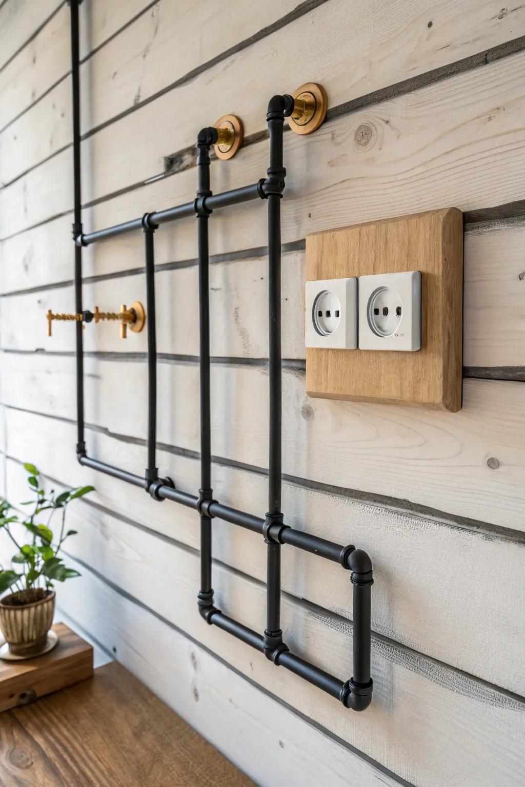 Exposed conduit grid: flexible, tidy power that grows with your farm shop layout.