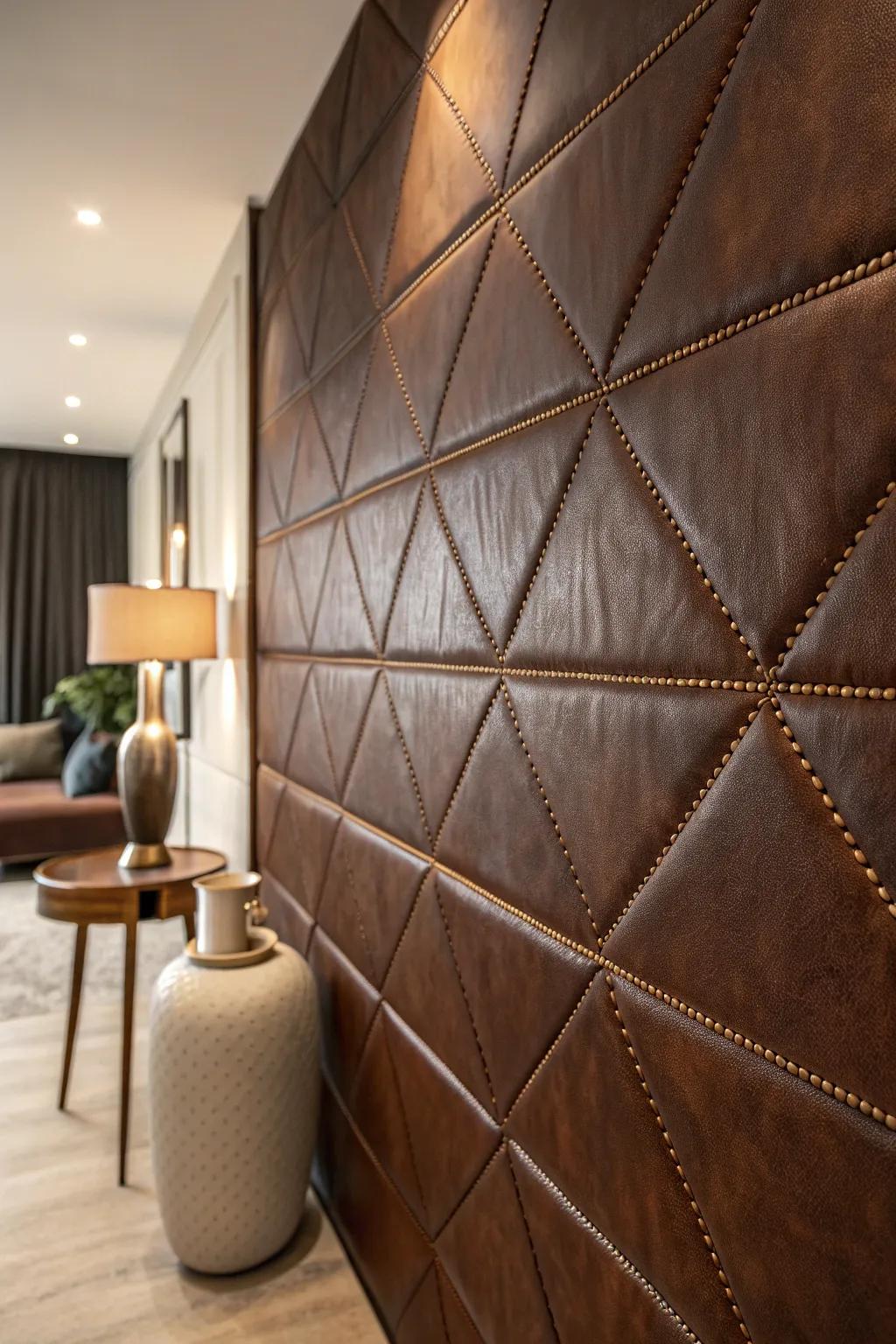 Elevate your space with the elegance of faux leather walls, where simplicity meets luxury.
