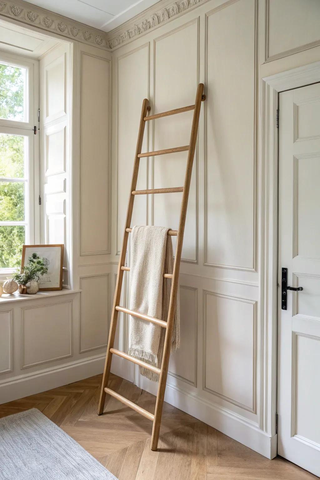 Quiet French-country charm: picture-frame molding adds depth without stealing a single inch.