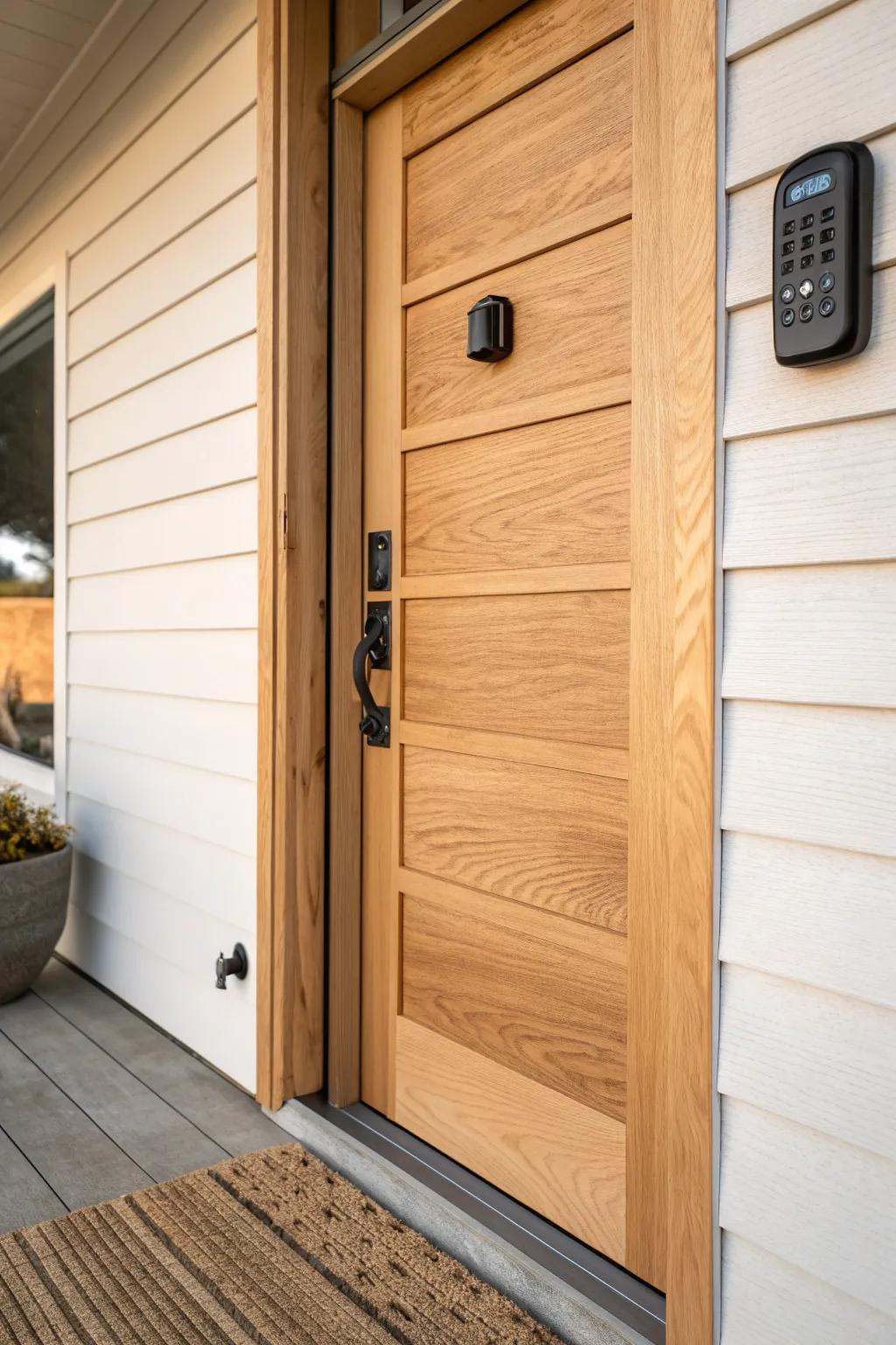 Upgrade the garage entry door with a sleek keypad deadbolt—no keys needed, hands stay free.