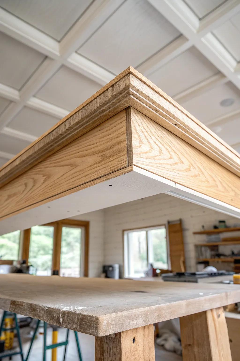 Warm up a garage rec room with faux wood ceiling beams—farmhouse charm, zero heavy construction.