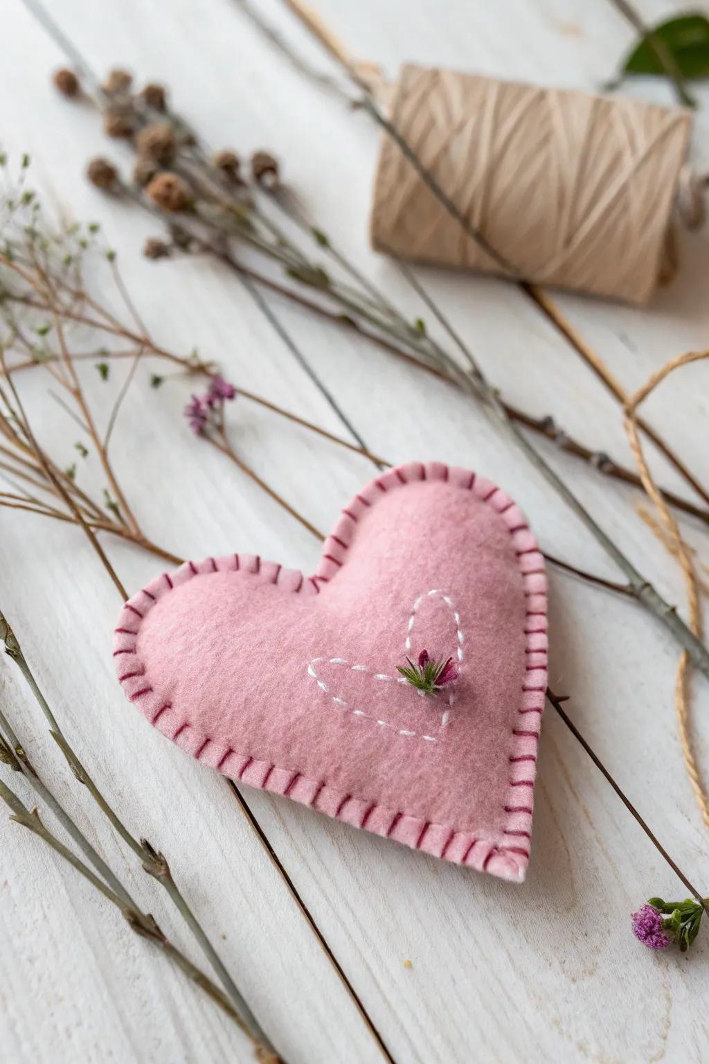 Embrace the art of simplicity with these charming sewn heart keepsakes, perfect for nurturing young creativity.
