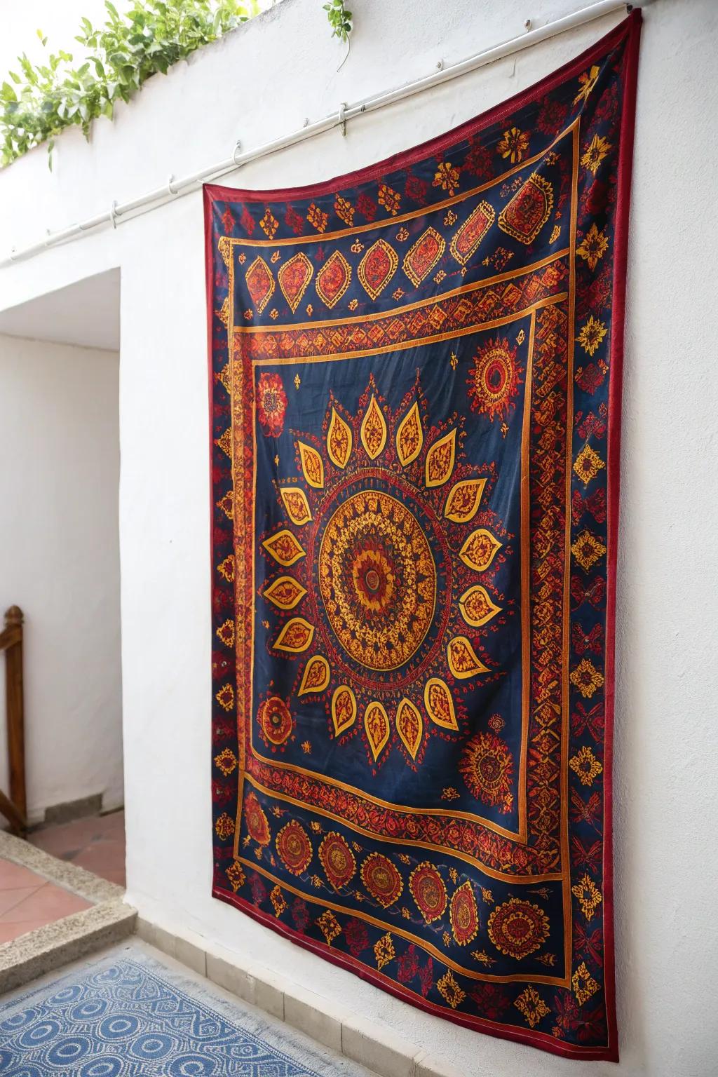 Transform your space with a bold tapestry, combining boho charm with artisanal craftsmanship.