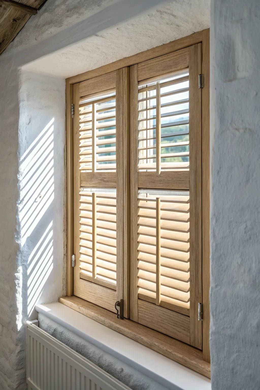 Hidden-tilt wood shutters keep the front clean—modern, calm, and beautifully handcrafted.