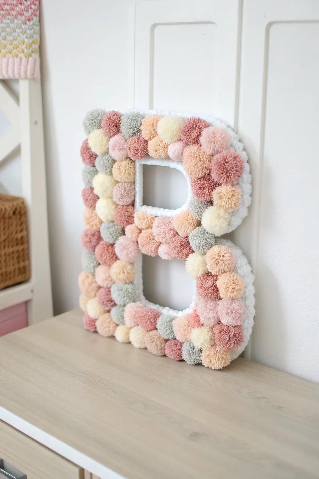 Bring your craft to life with a cozy, 3D pom-pom letter B!