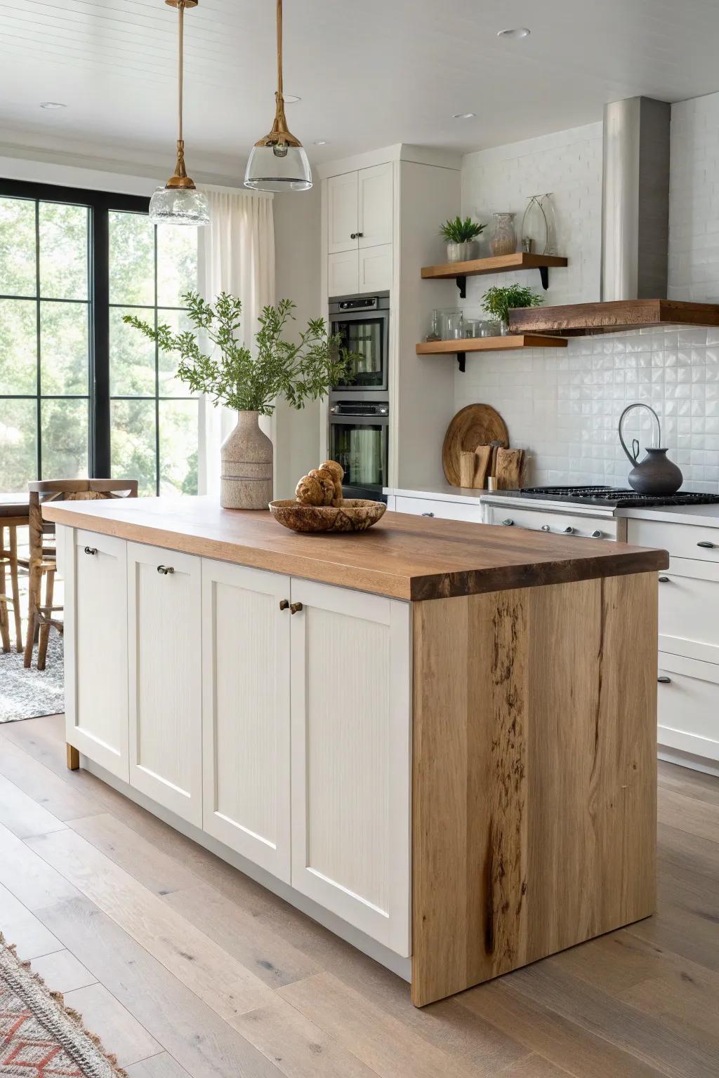 Straight, minimal base + a wild live-edge top—let the slab’s curves become the statement.