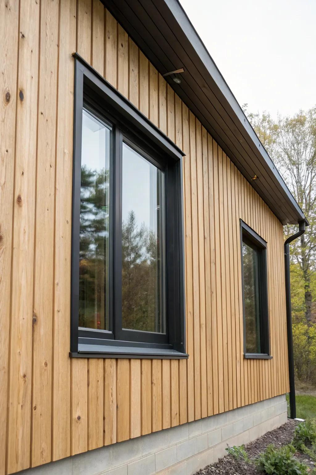 Vertical trim returns that align with board-and-batten make windows feel seamlessly built-in.