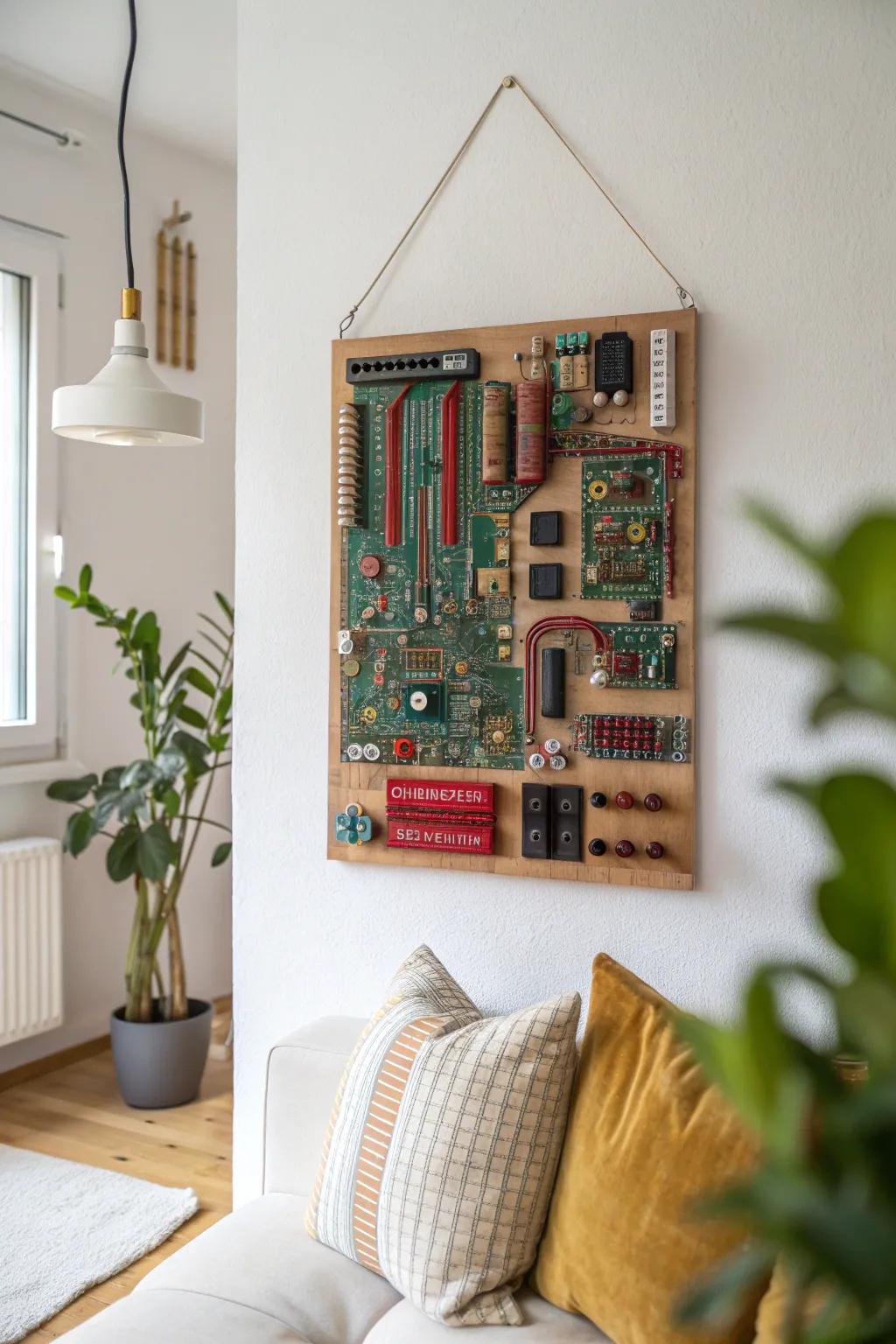 Redefine elegance with eco-friendly electronic art.