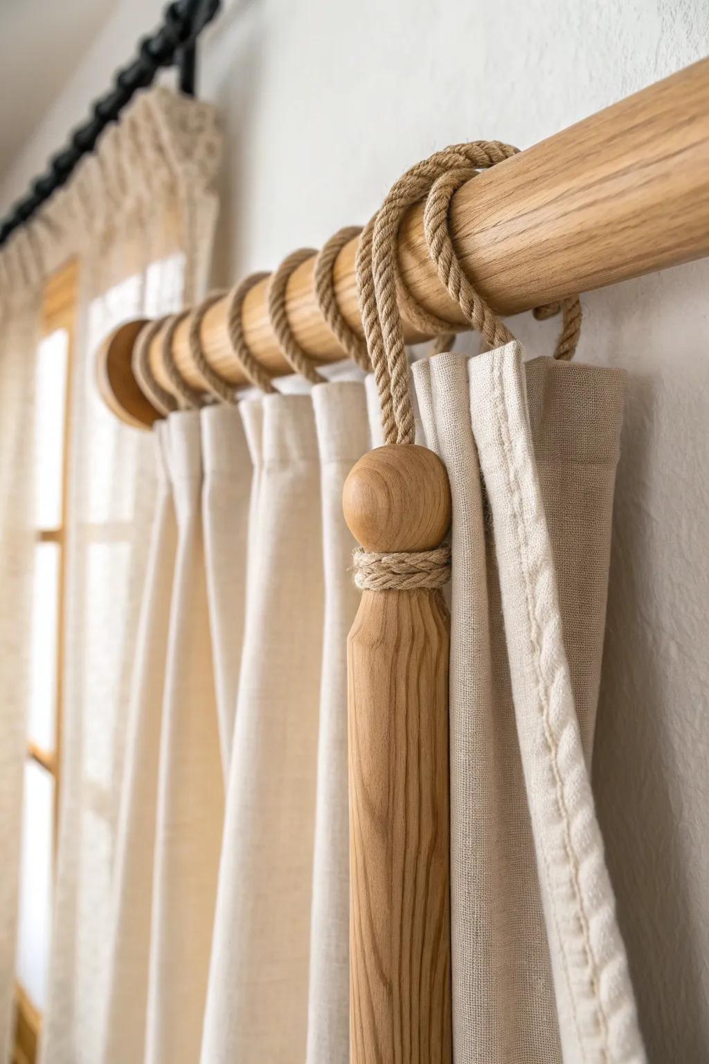 Layer blackout curtains with warm linen drapes for darker naps and a softer daytime glow.