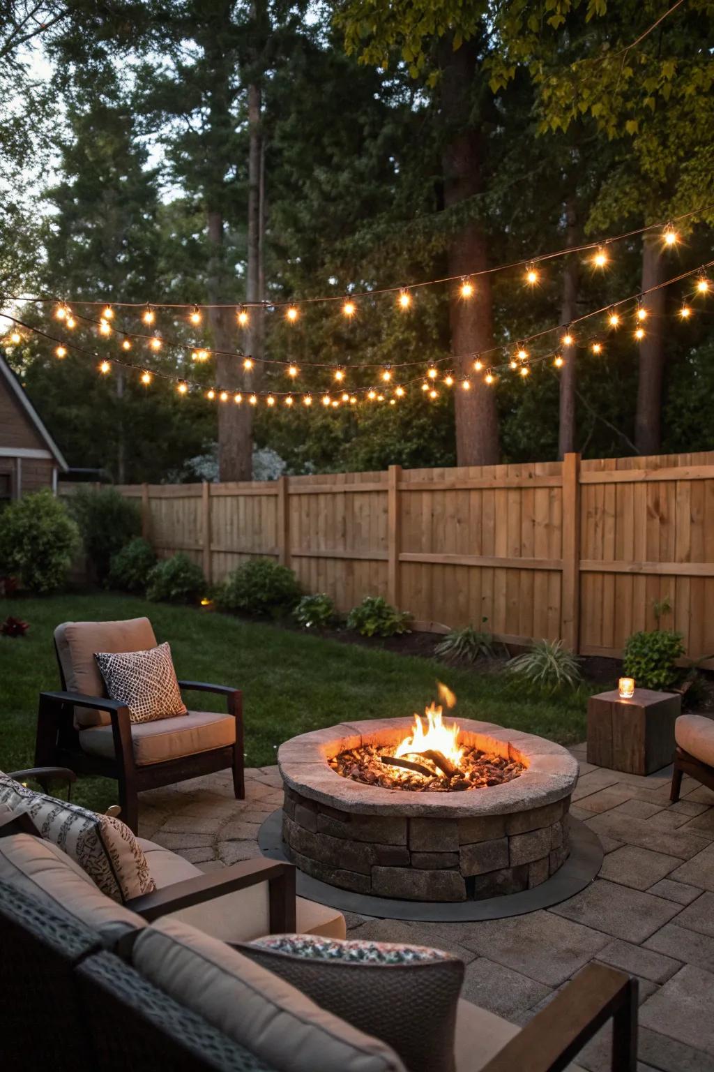 A bonfire offers warmth and serves as a natural centerpiece in your backyard.