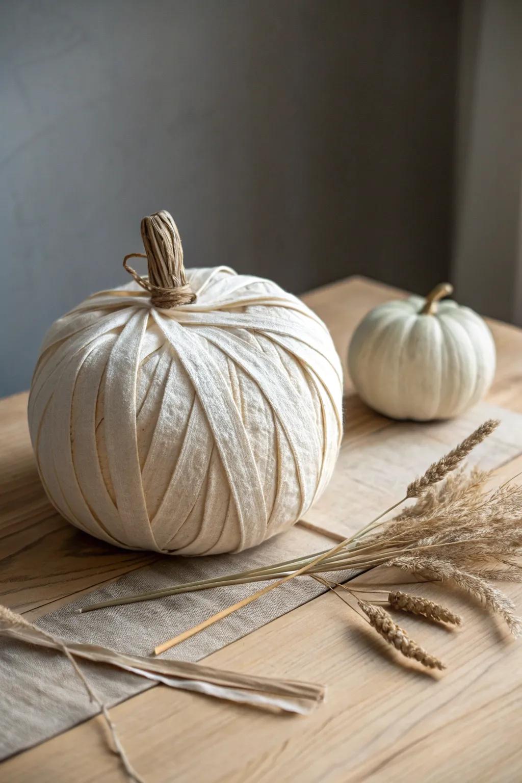 Transform your pumpkin into a mysterious mummy with this simple, tactile DIY project—perfect for creating a cozy yet spooky atmosphere!