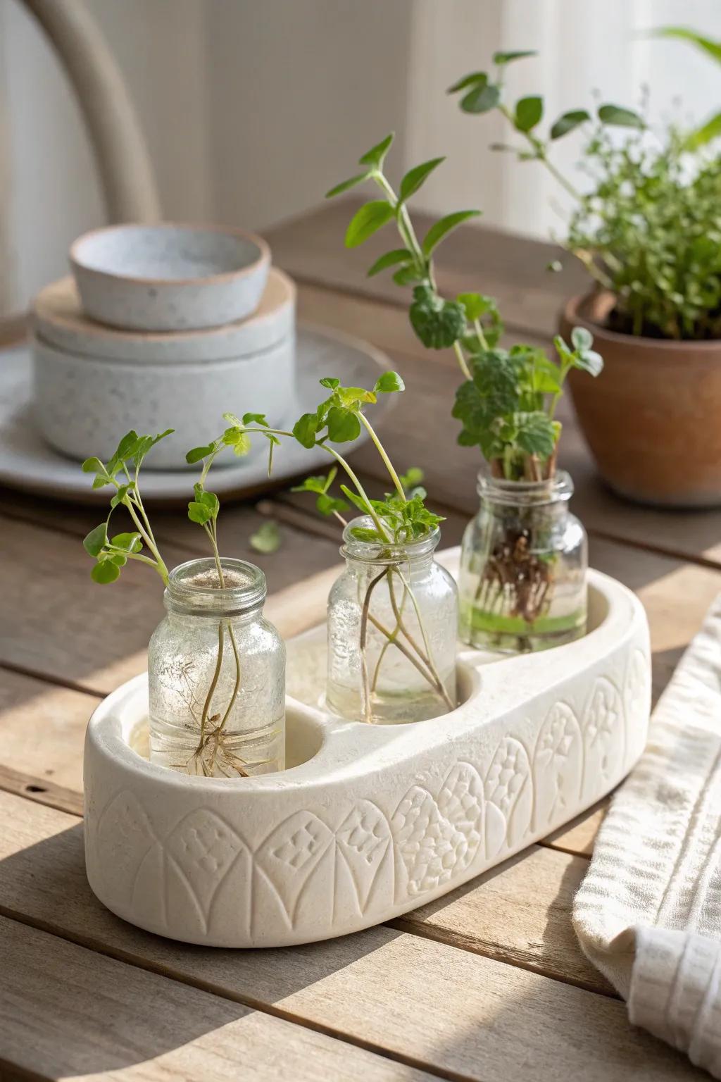 Transform simplicity into artistry with a charming ceramic propagation station.