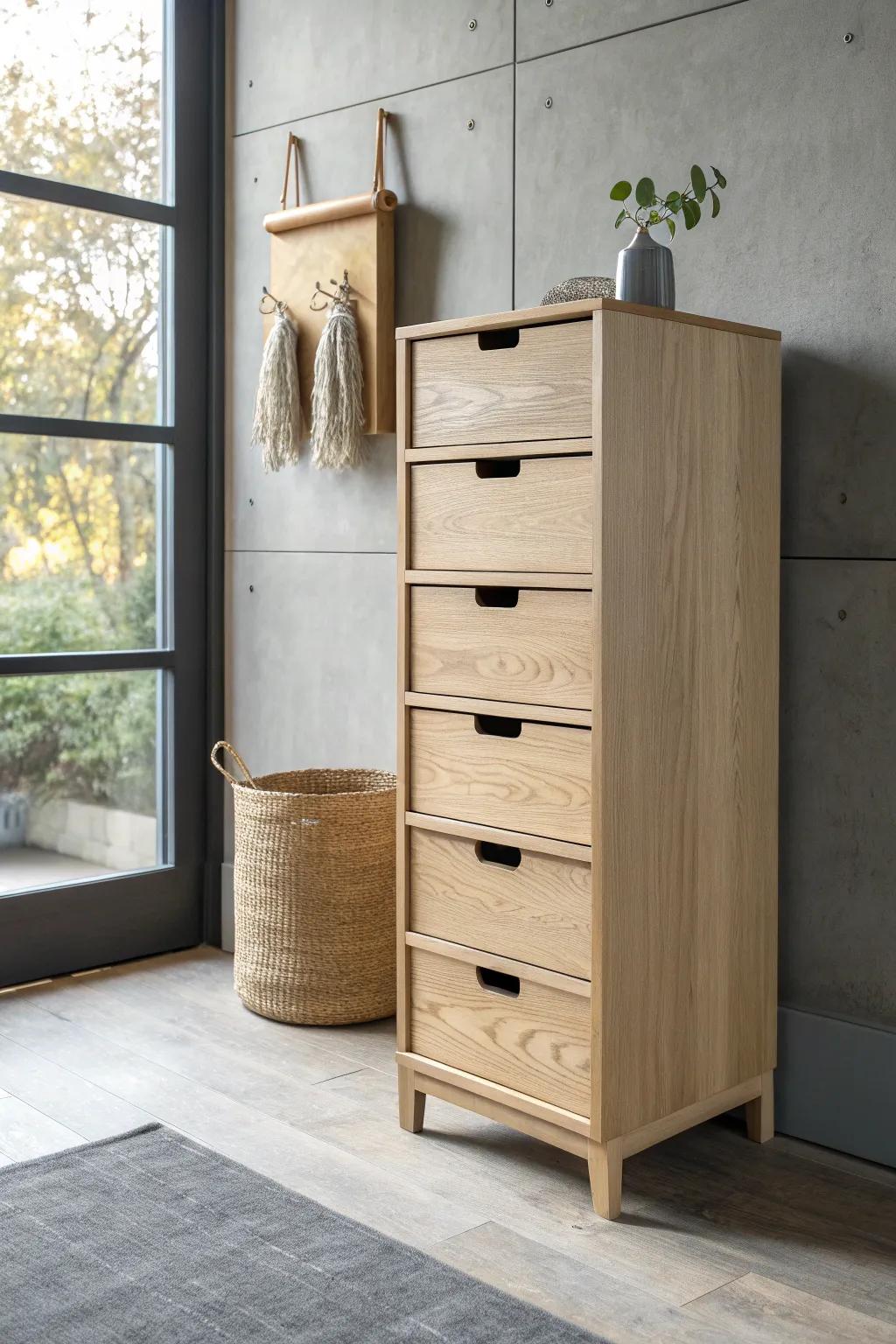 Stackable drawer boxes that grow with you—modular storage that fits awkward corners.