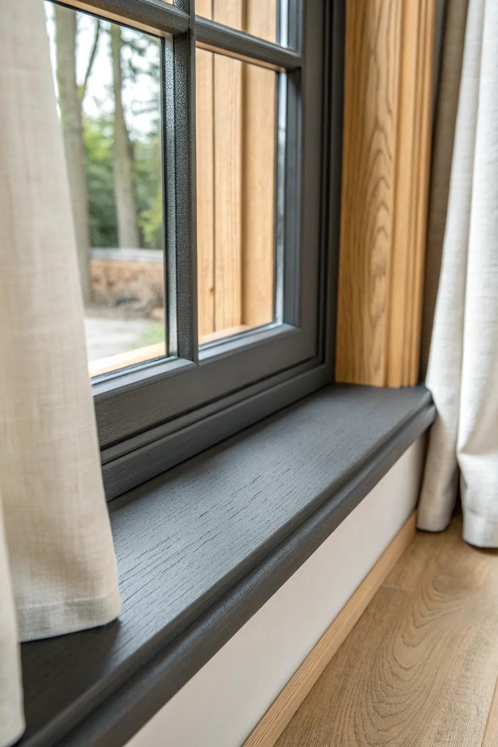 Two-tone window sill + trim: a dark sill with light trim adds instant depth and polish.
