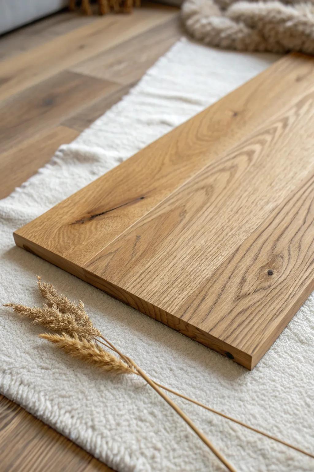 Natural matte oak floors that spotlight every knot and grain for a warm, grounded living room.