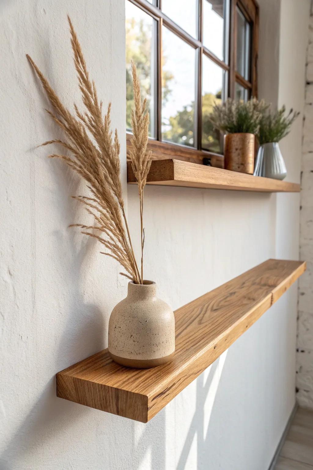Floating oak shelf “magic”: a hidden wood cleat bracket for a clean, seamless look.