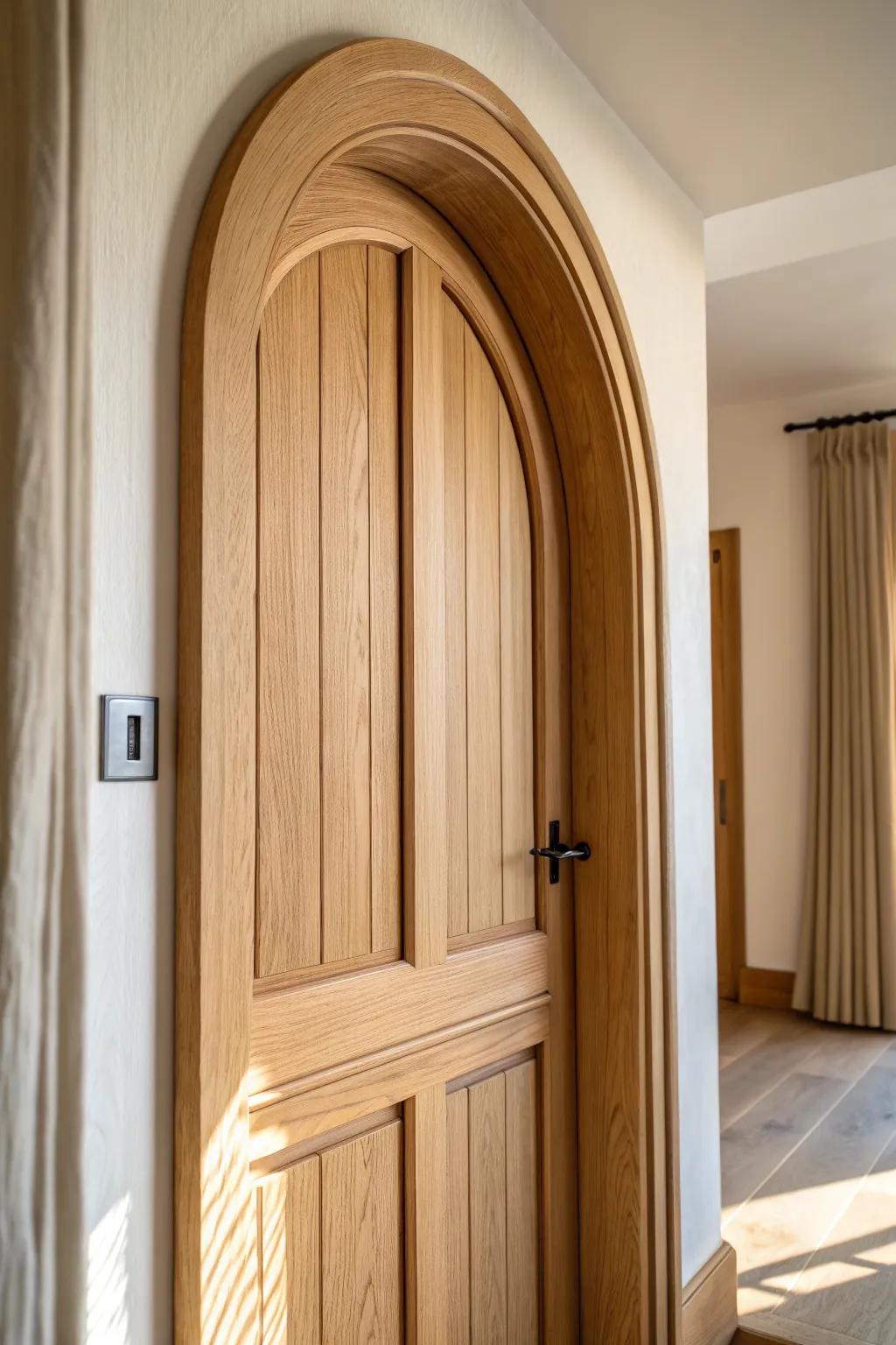 Paneled jamb wraps add depth and craftsmanship—turning a thick-wall archway into a feature.