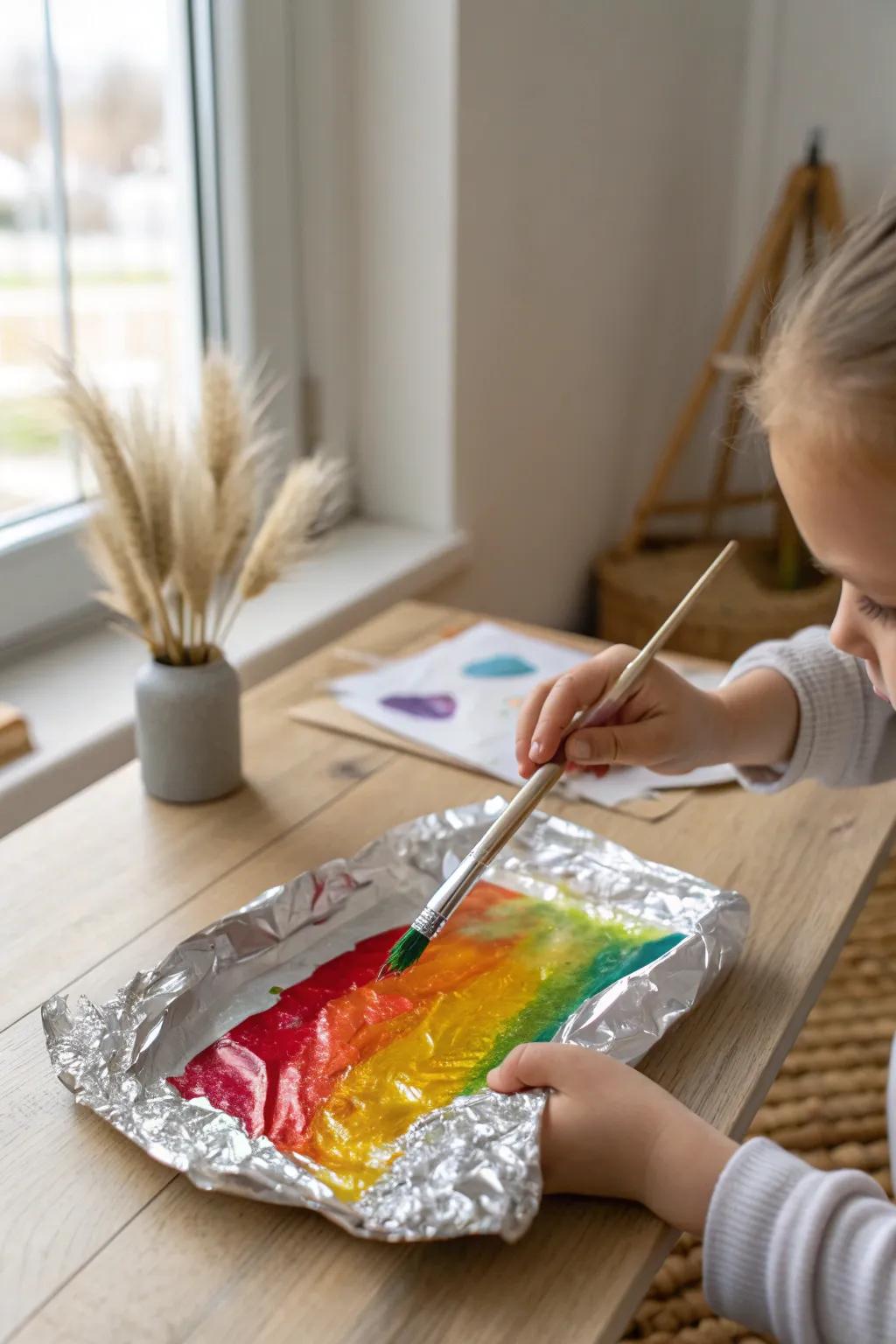Spark Creativity: Let little hands explore the magic of foil painting!