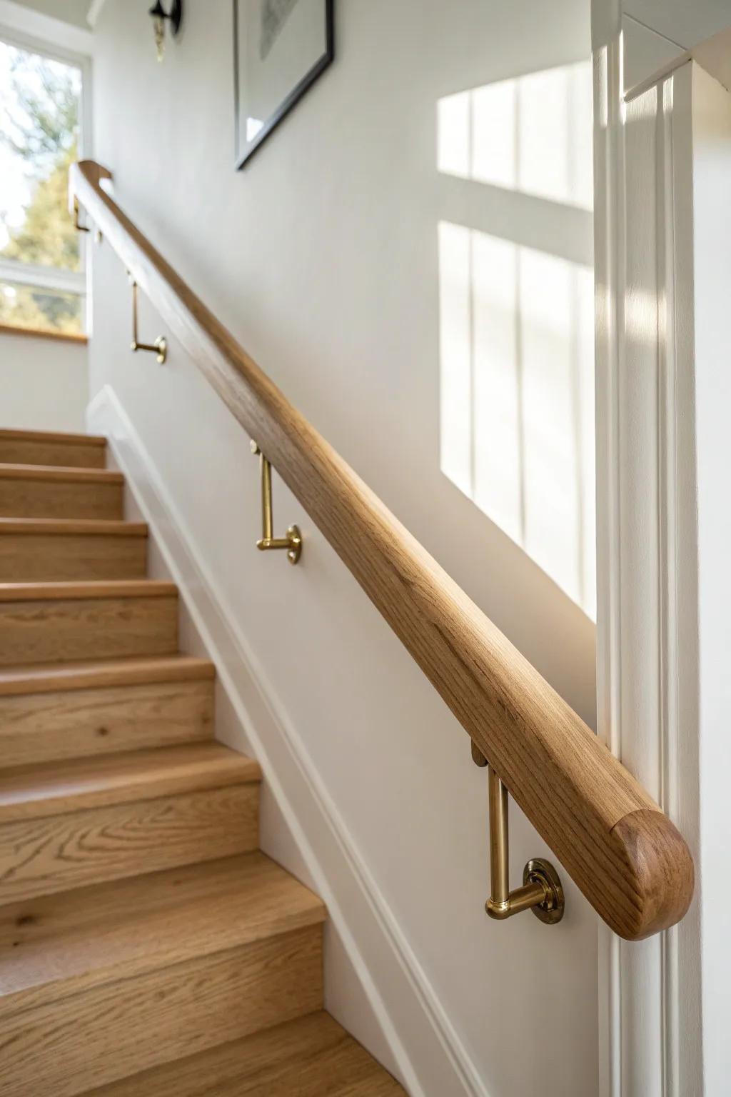 Wall-mounted handrail + guardrail for attic stairs—safer climbs with clean Scandinavian style.