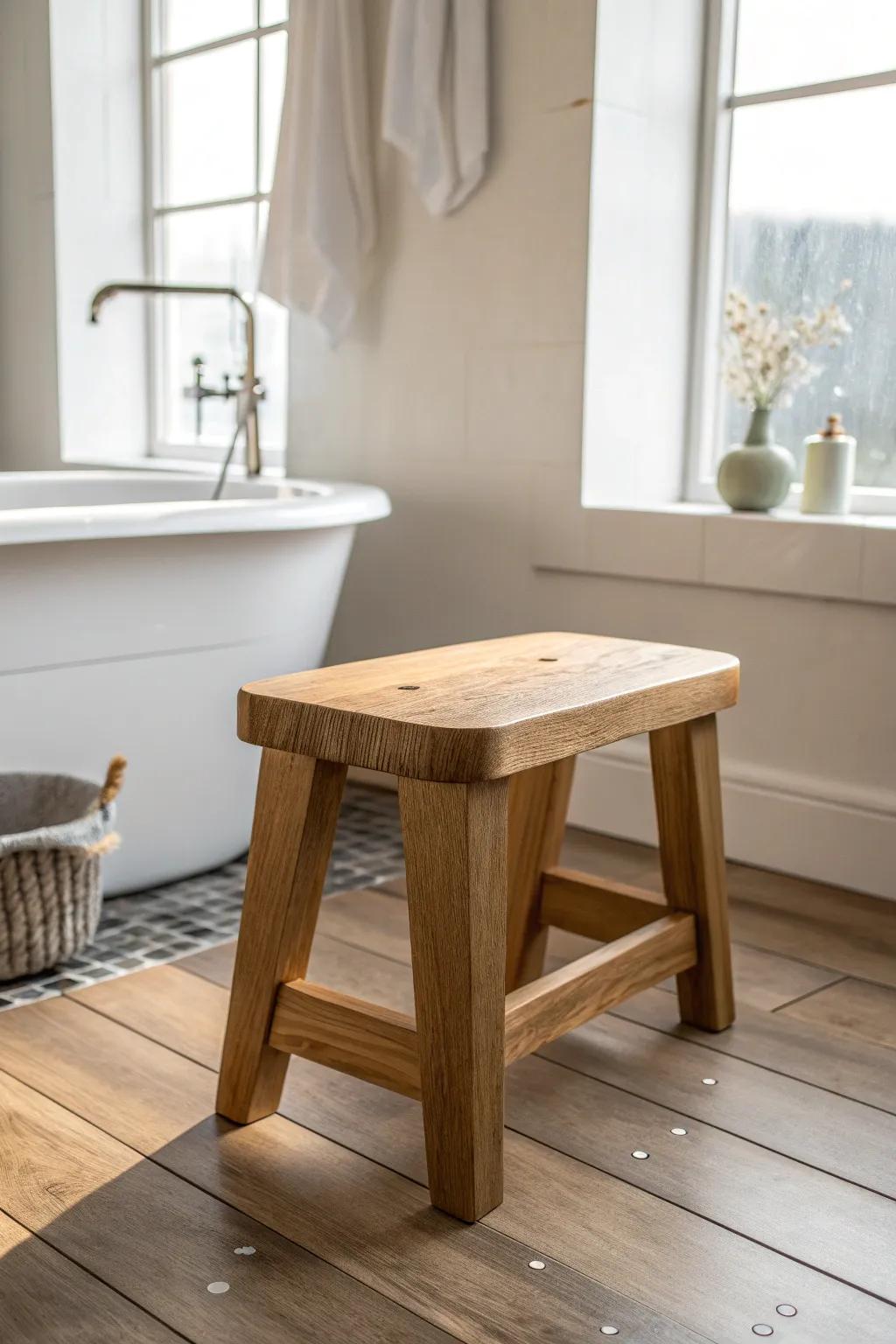 Matte laminate gives an oiled-wood look and feels safer under wet footprints—no glossy smears.