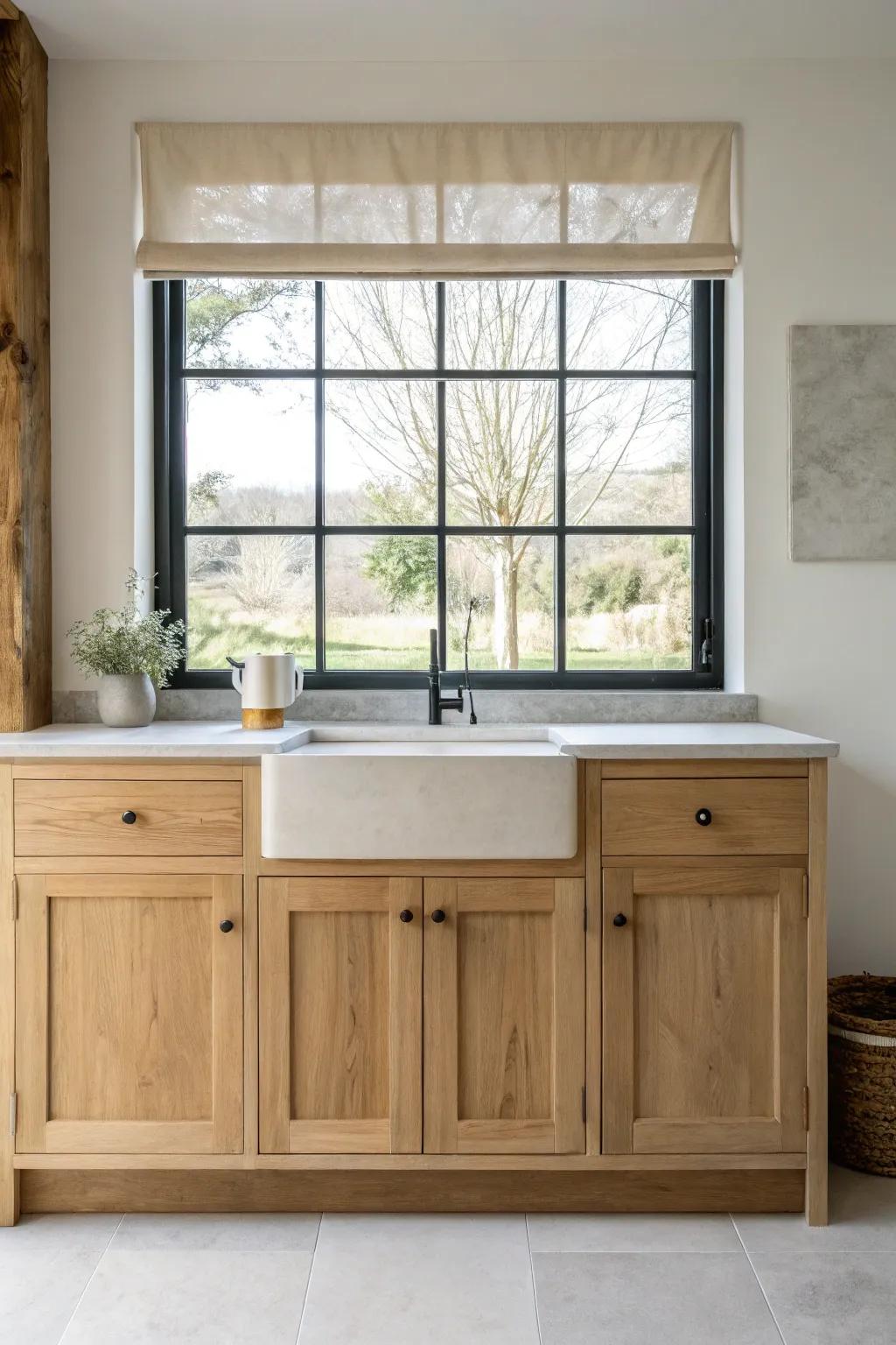 Natural light + handcrafted oak: the California kitchen look starts with a big, bright window.