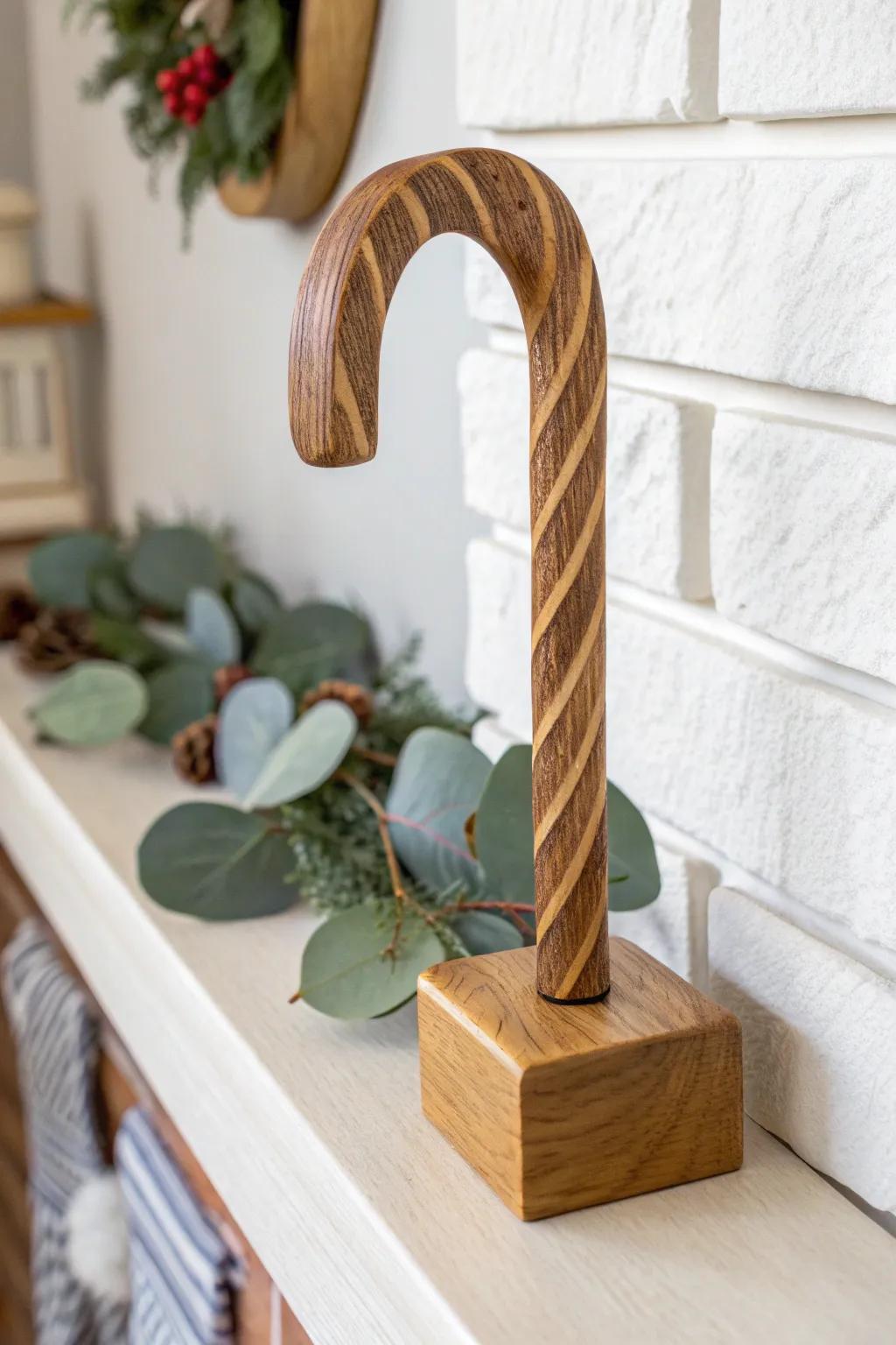 Handmade wooden candy cane holder—minimal, sturdy, and ready for cozy stockings this winter.