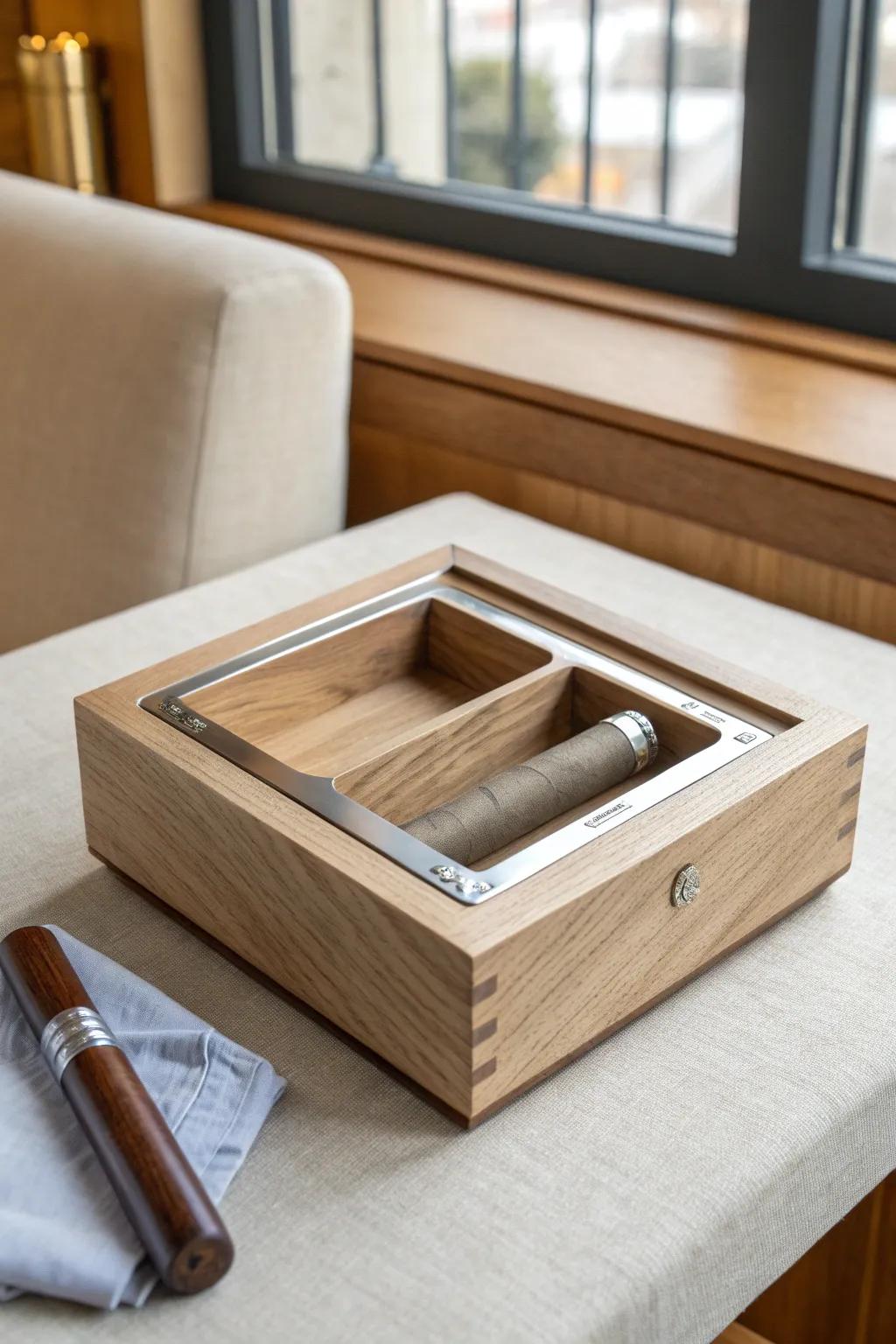A minimalist ash station with a removable metal insert—easy to empty, beautiful to leave out.