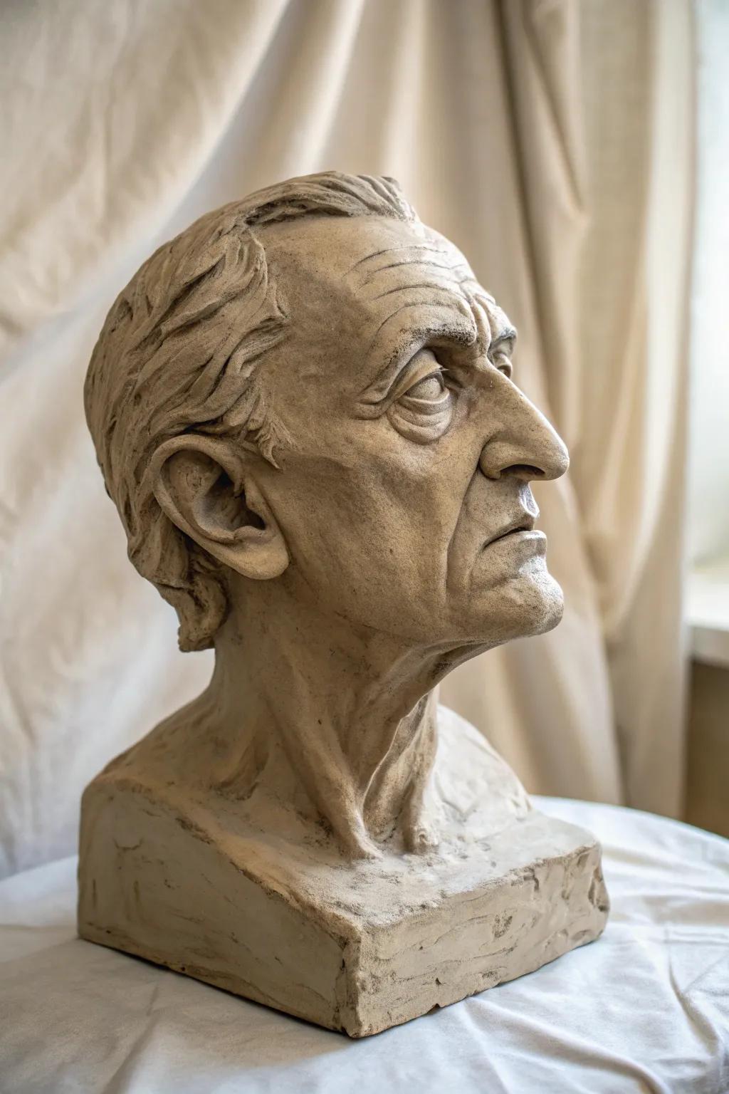 Embrace the art of expression with a minimalist clay bust that speaks volumes through its crafted simplicity.