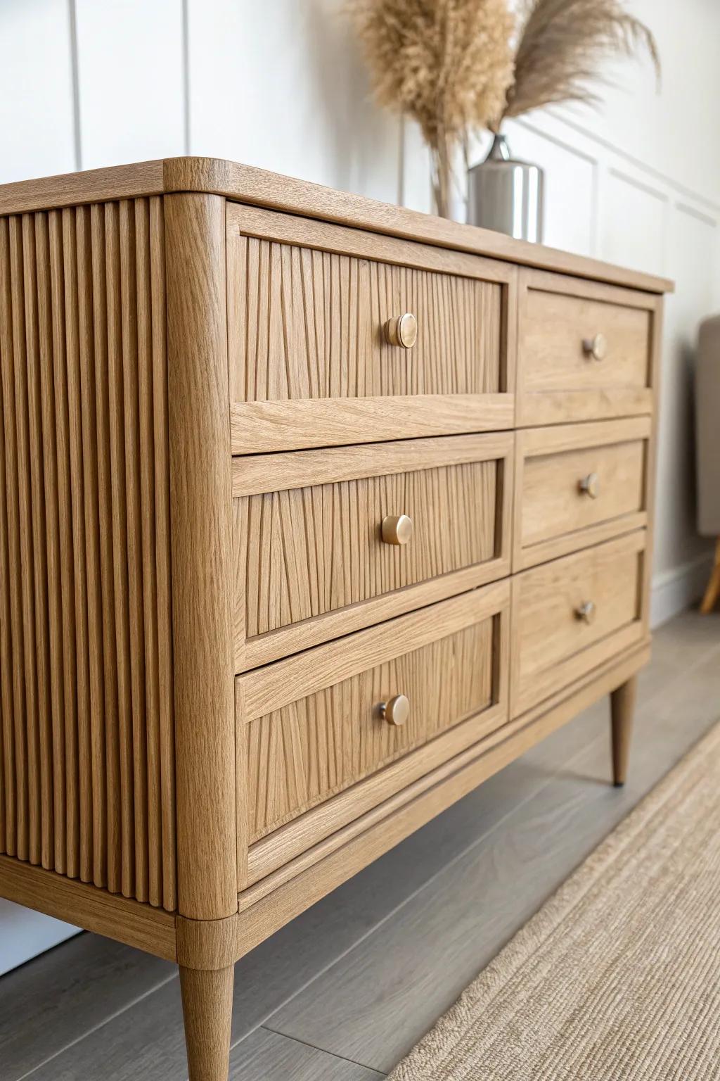 Give an old dresser a handmade fluted look—half-round dowels create dreamy shadow texture.