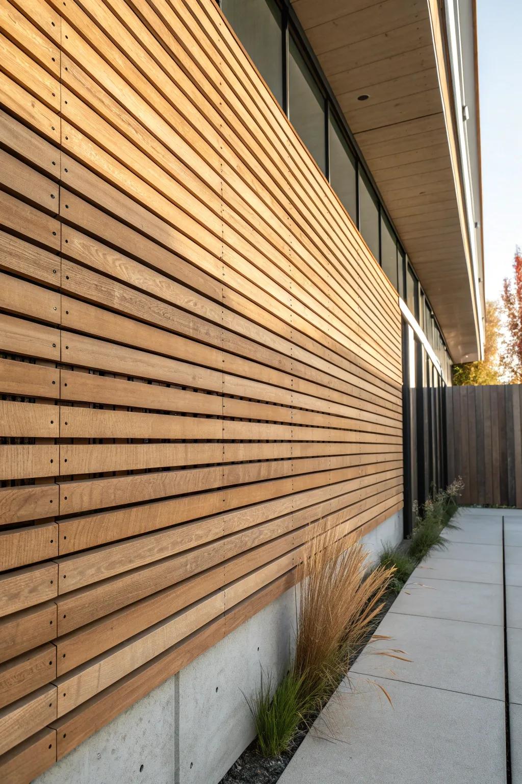 Mixed-width cedar slats add rich texture—proof that leftover boards can look intentional.