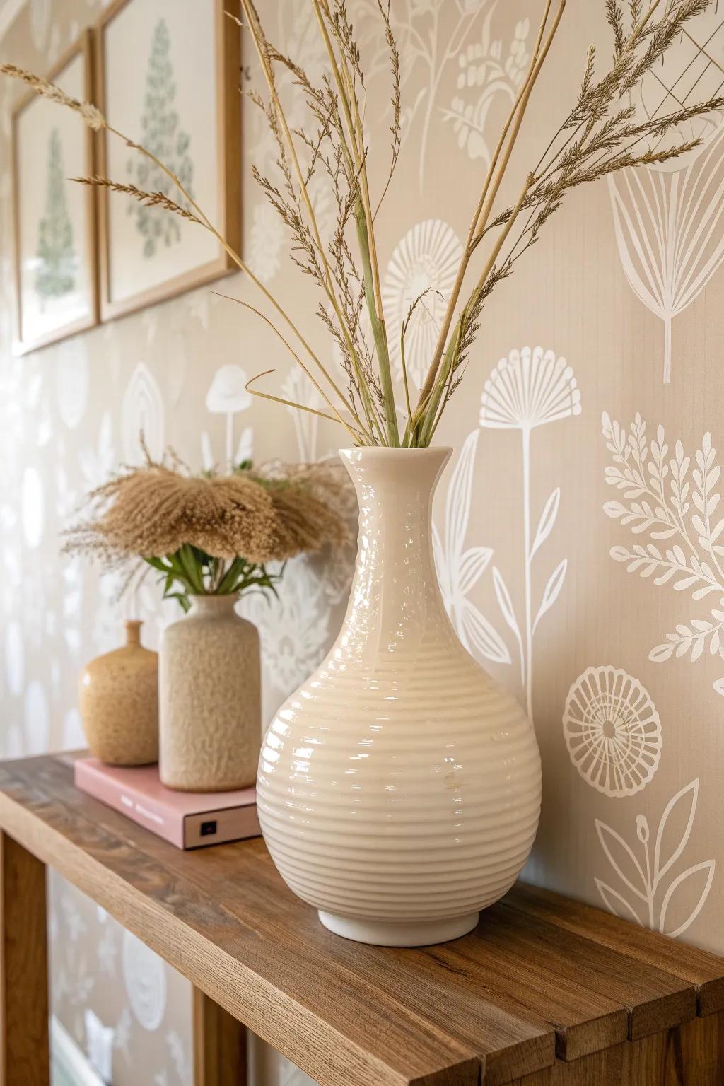 Embrace serenity with neutral patterns for a versatile and calming backdrop.