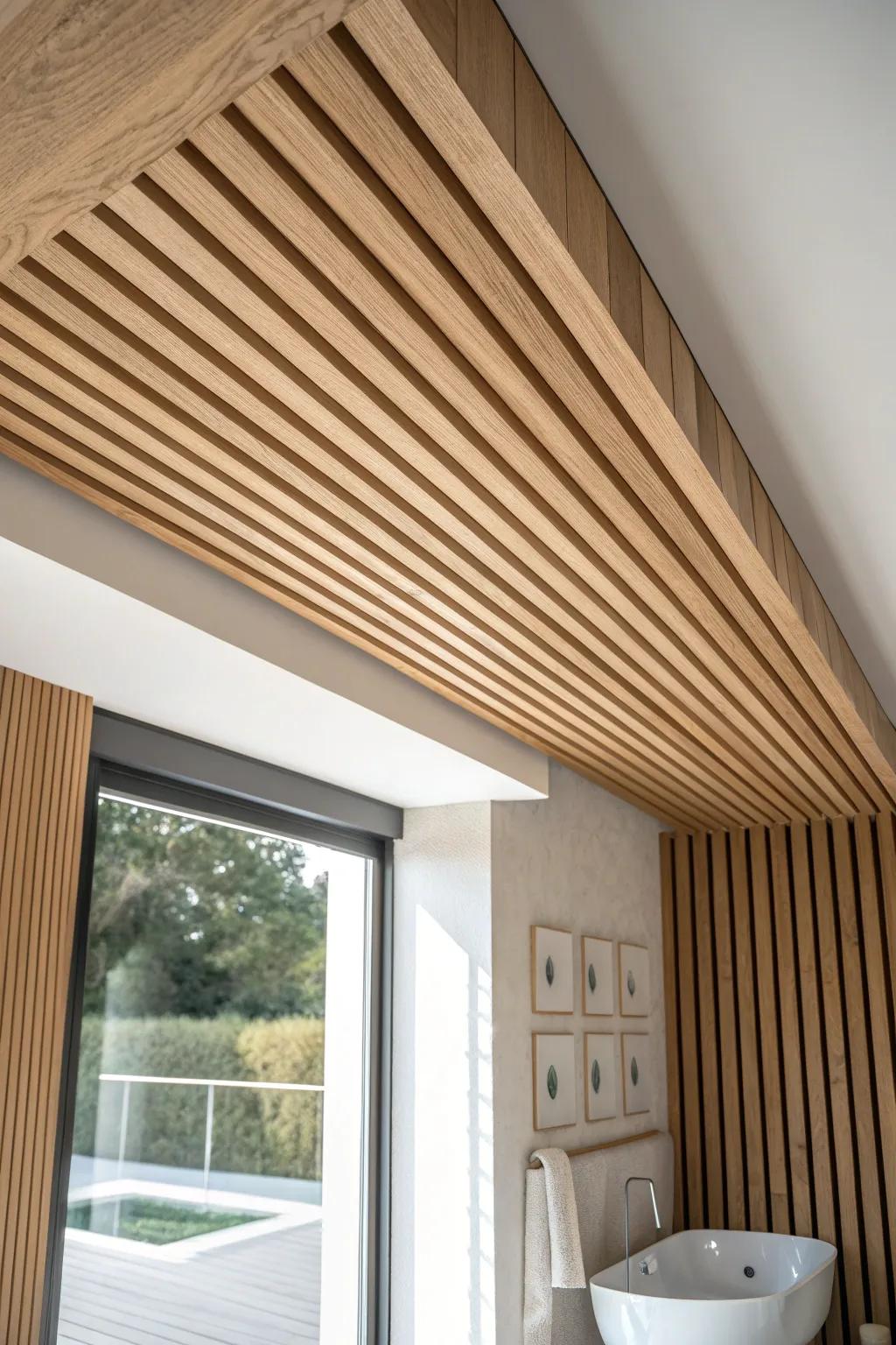 Wrap wood slats from wall to ceiling for a sleek canopy that instantly feels designer-made.