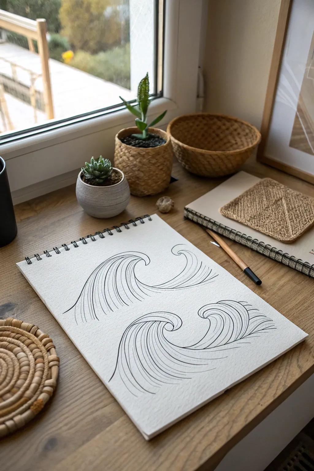 Embrace the tranquility of the sea with minimalist abstract waves, bringing a touch of nature and serenity into your home.