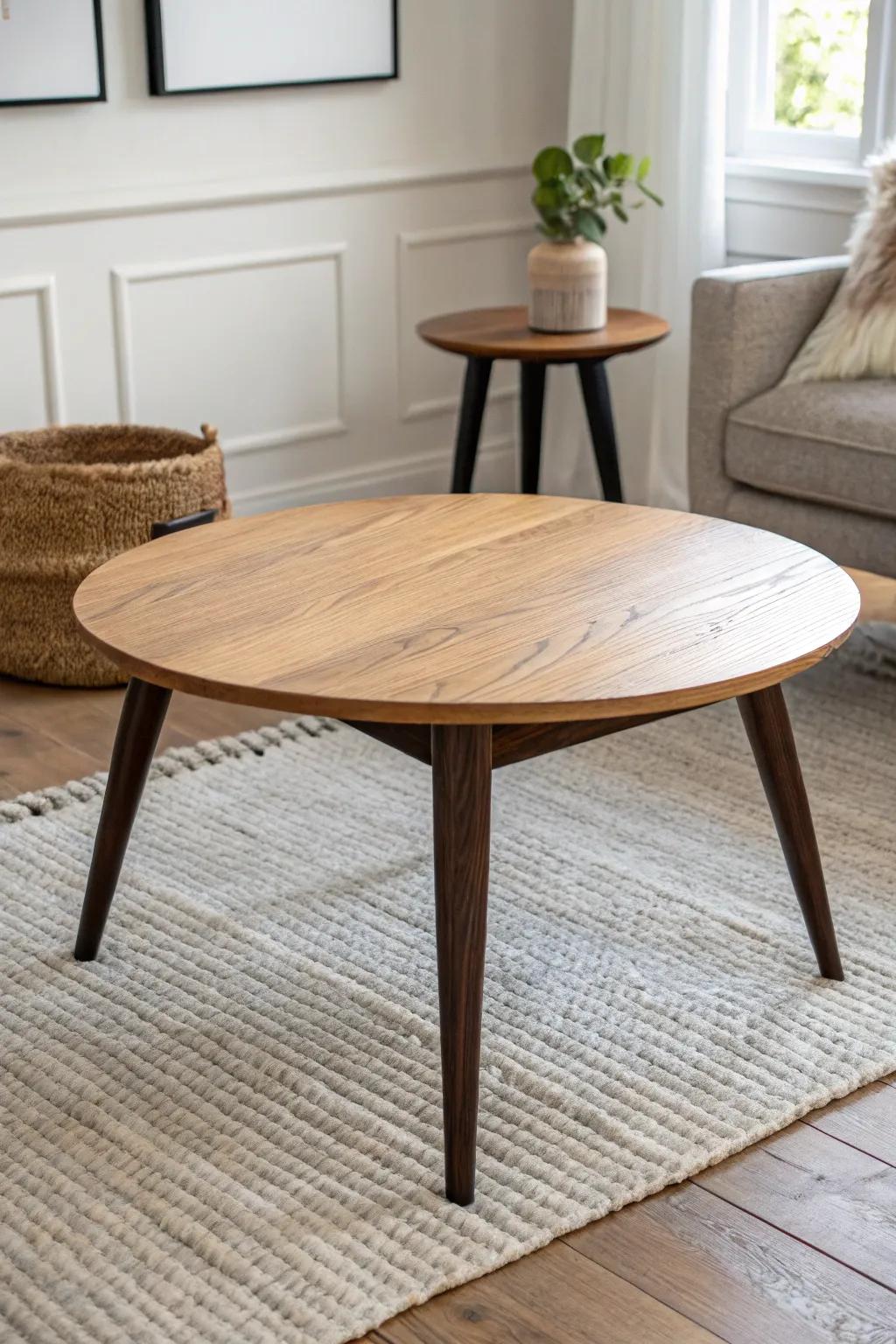 Two-tone oak + walnut coffee table: modern contrast with warm, handcrafted simplicity.
