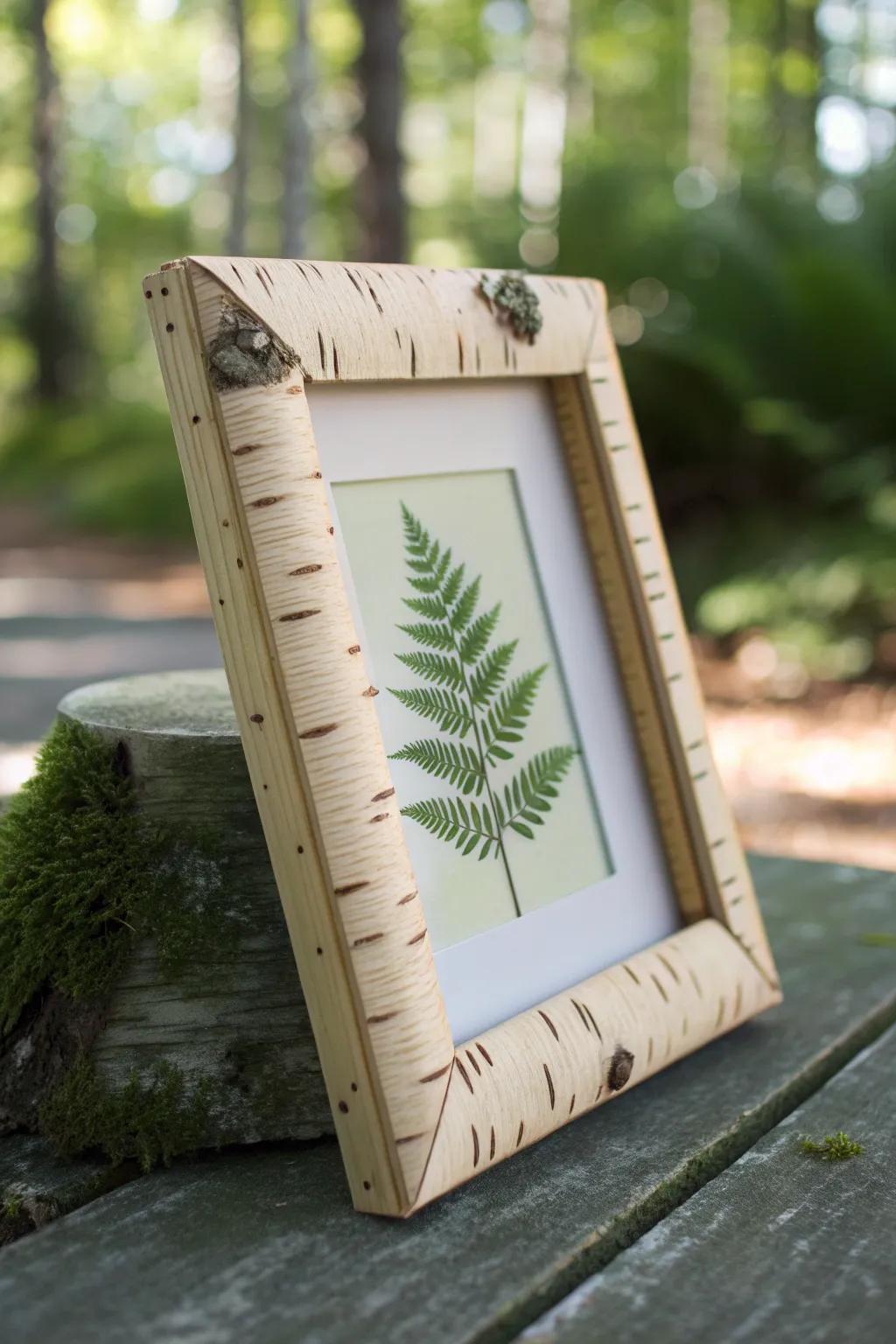 Birch-look frame with a soft bark pattern—bright, minimal, and perfect for a nature-inspired nook.