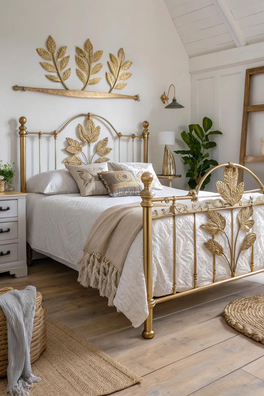 Transform your bedroom with a touch of vintage glam and golden accents. ✨ #BedroomInspiration #VintageGlam