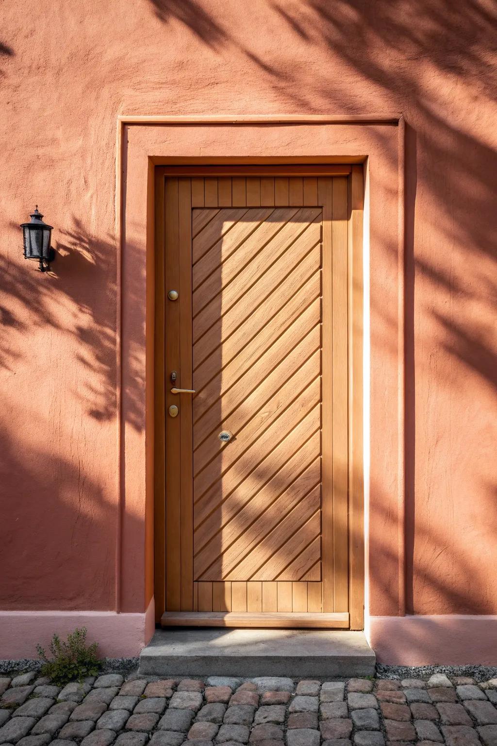 Color-drenched paneling turns every seam into handcrafted texture—minimal, warm, and bold.