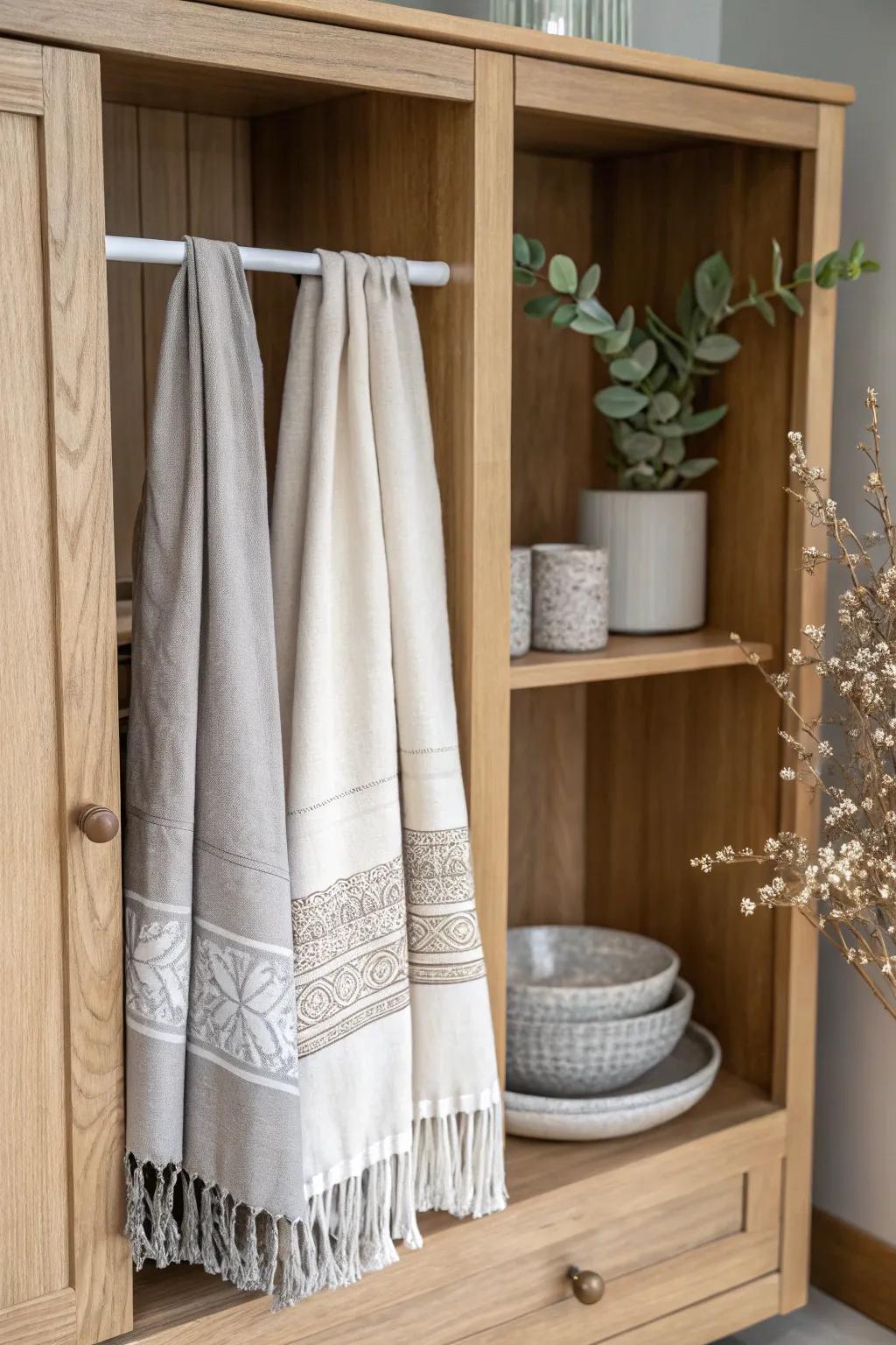 Elevate your storage game with this chic tension rod hack for placemats!