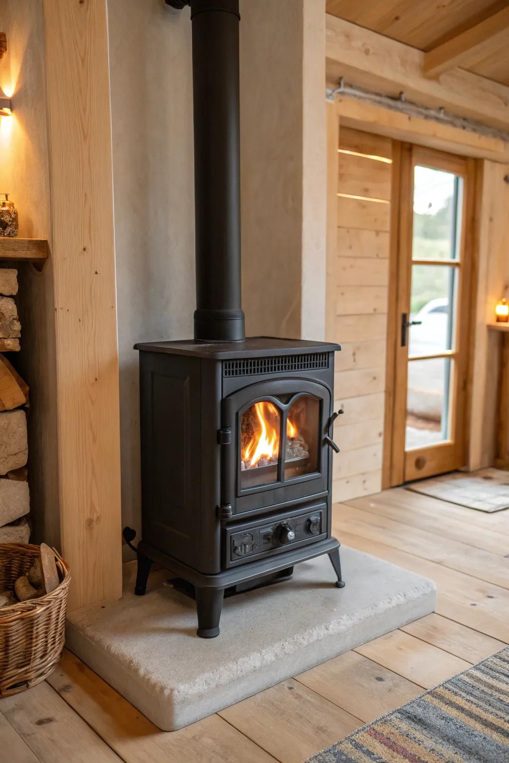 A petite wood stove that turns a small barn home into a warm, gathering-place centerpiece.