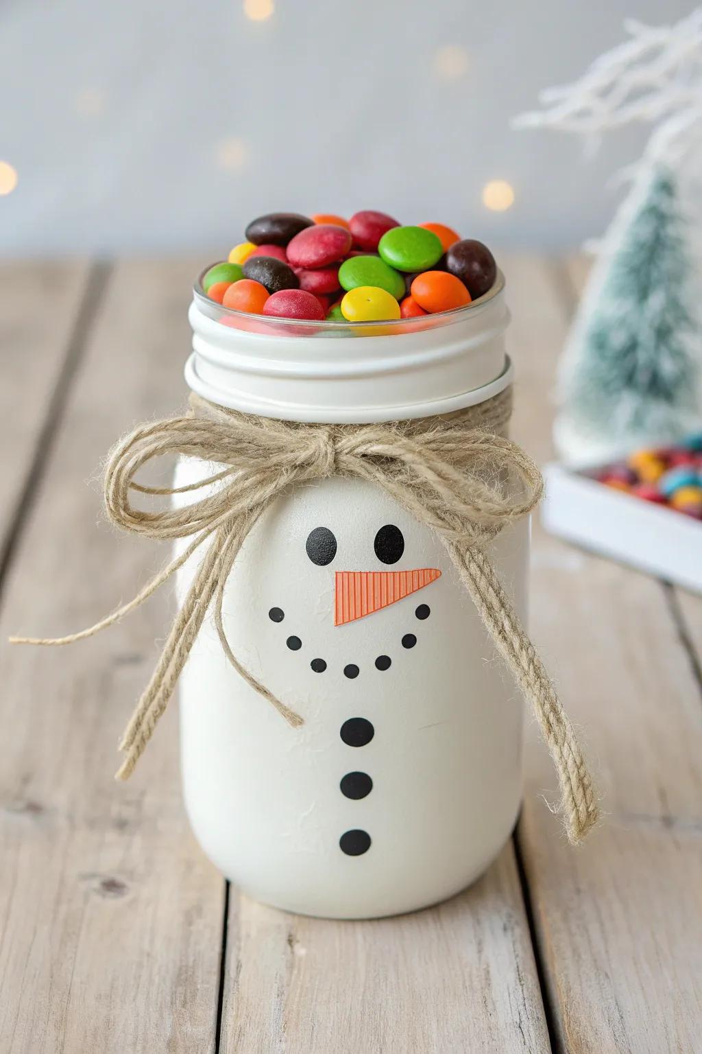 Craft a charming Mason Jar Snowman, the perfect blend of simplicity and festive cheer.
