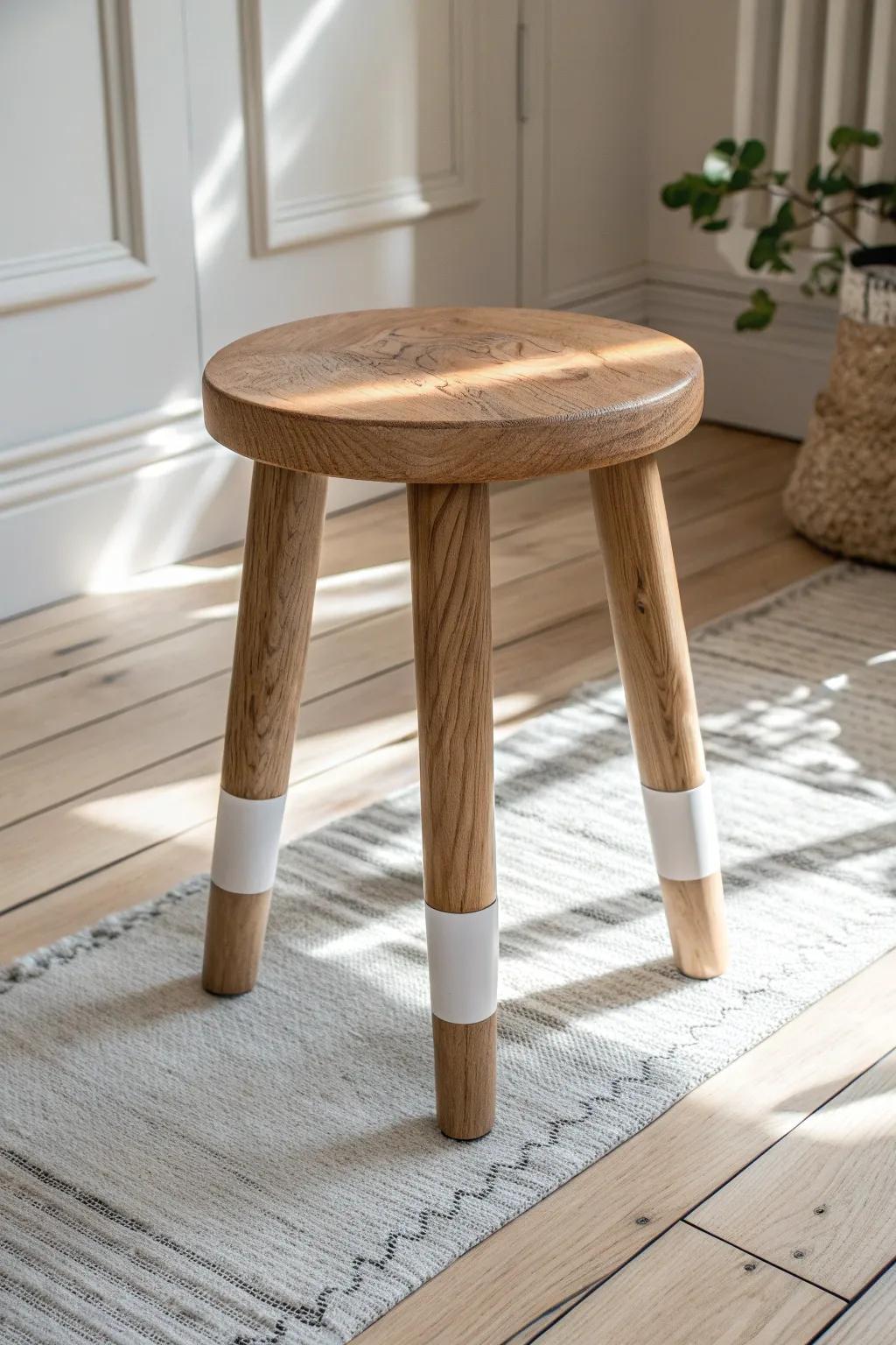 Modern dipped-leg paint keeps the wood grain visible—minimal, rustic, and beautifully crisp.