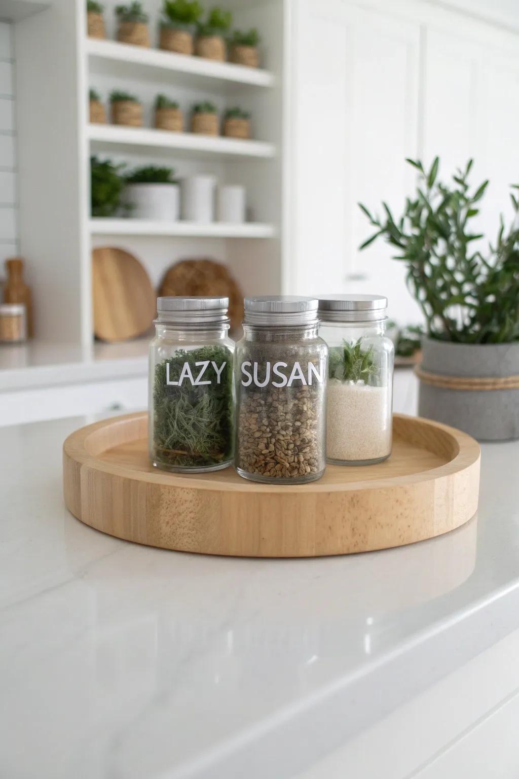 Effortless elegance with a Lazy Susan: Embrace organized charm in your kitchen.