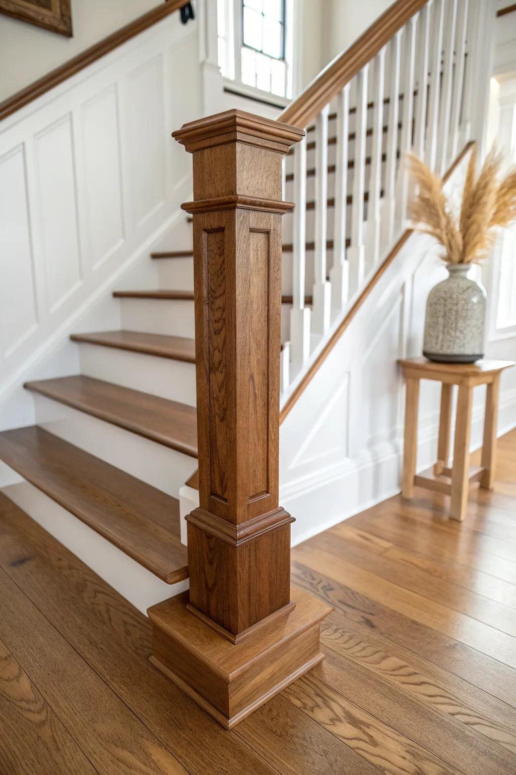 Match stair stain to foyer hardwood for a timeless entry—so it feels like it always belonged.