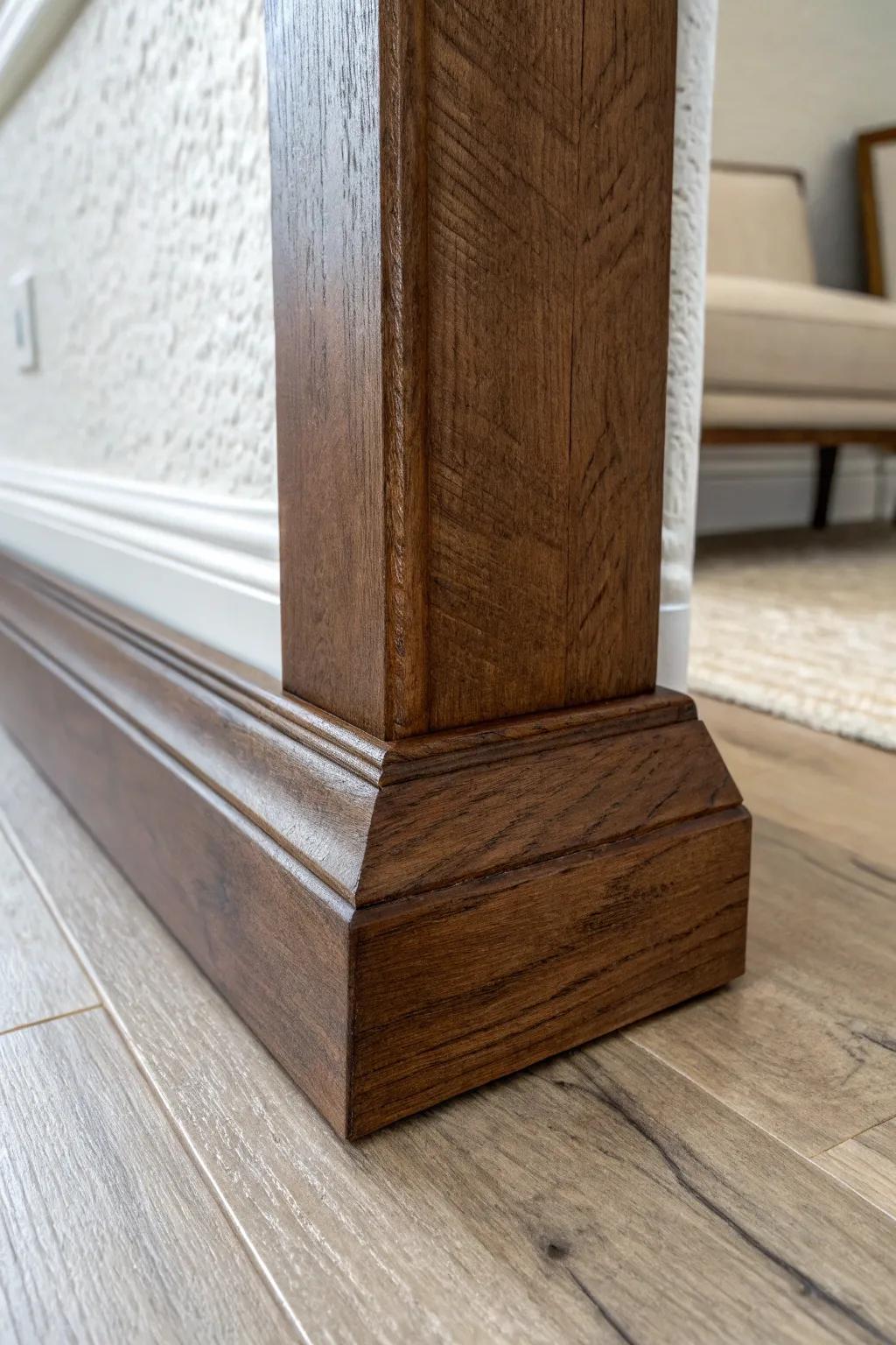 Chocolate brown trim on white walls—rustic, grounding, and beautifully crafted in reclaimed wood.