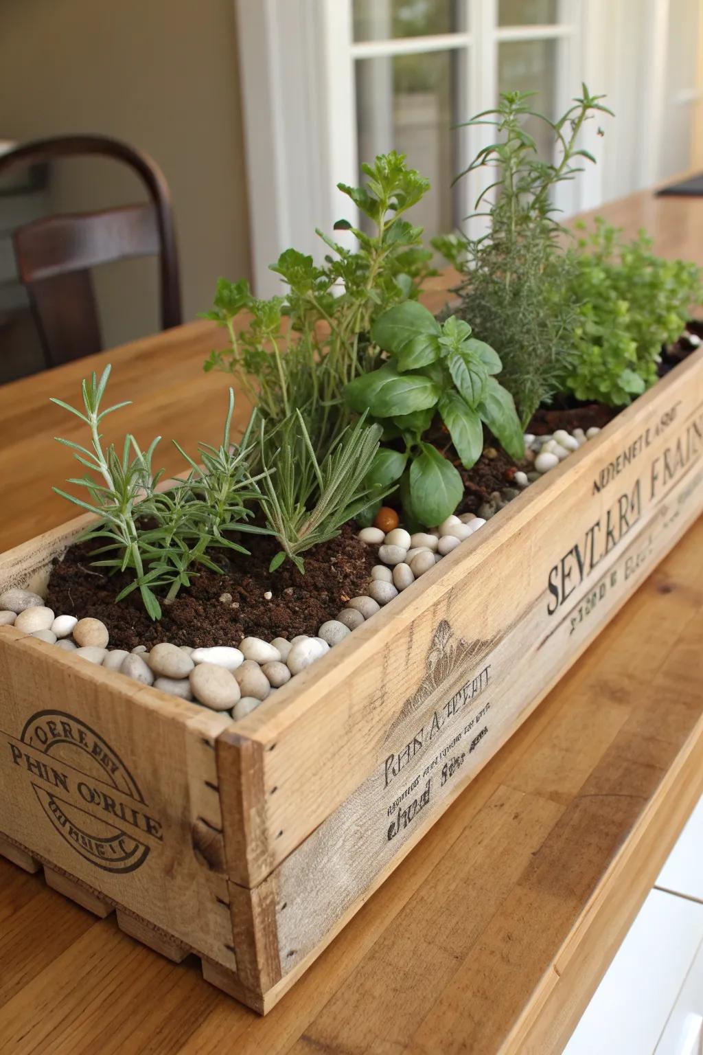 Turn a slim wine box into a chic herb garden planter—minimal, rustic, and kitchen-ready.