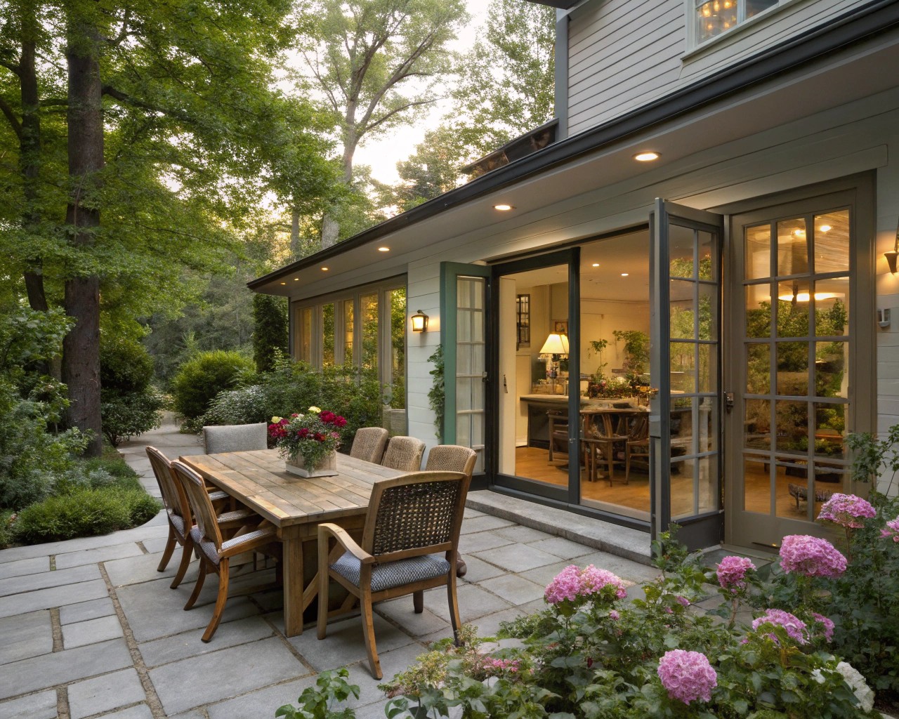 A patio kitchen area that perfectly complements the adjacent indoor spaces.