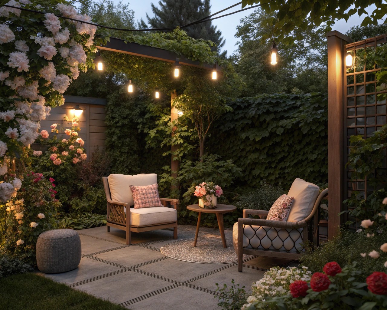Evening gardens come alive with lighting and scent, providing a magical atmosphere for social gatherings.
